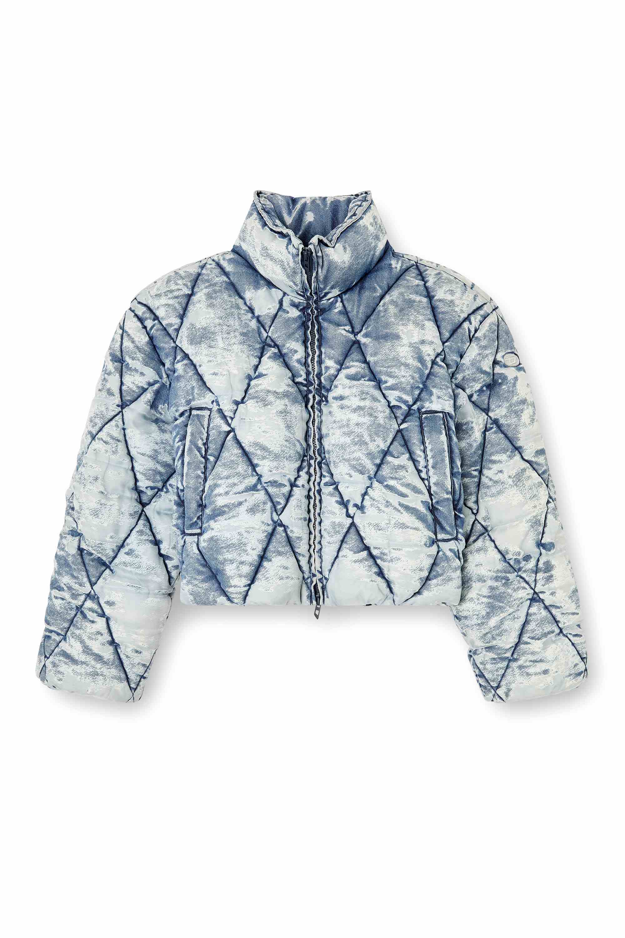 Light Blue Puffer jacket in argyle-quilted devoré shell