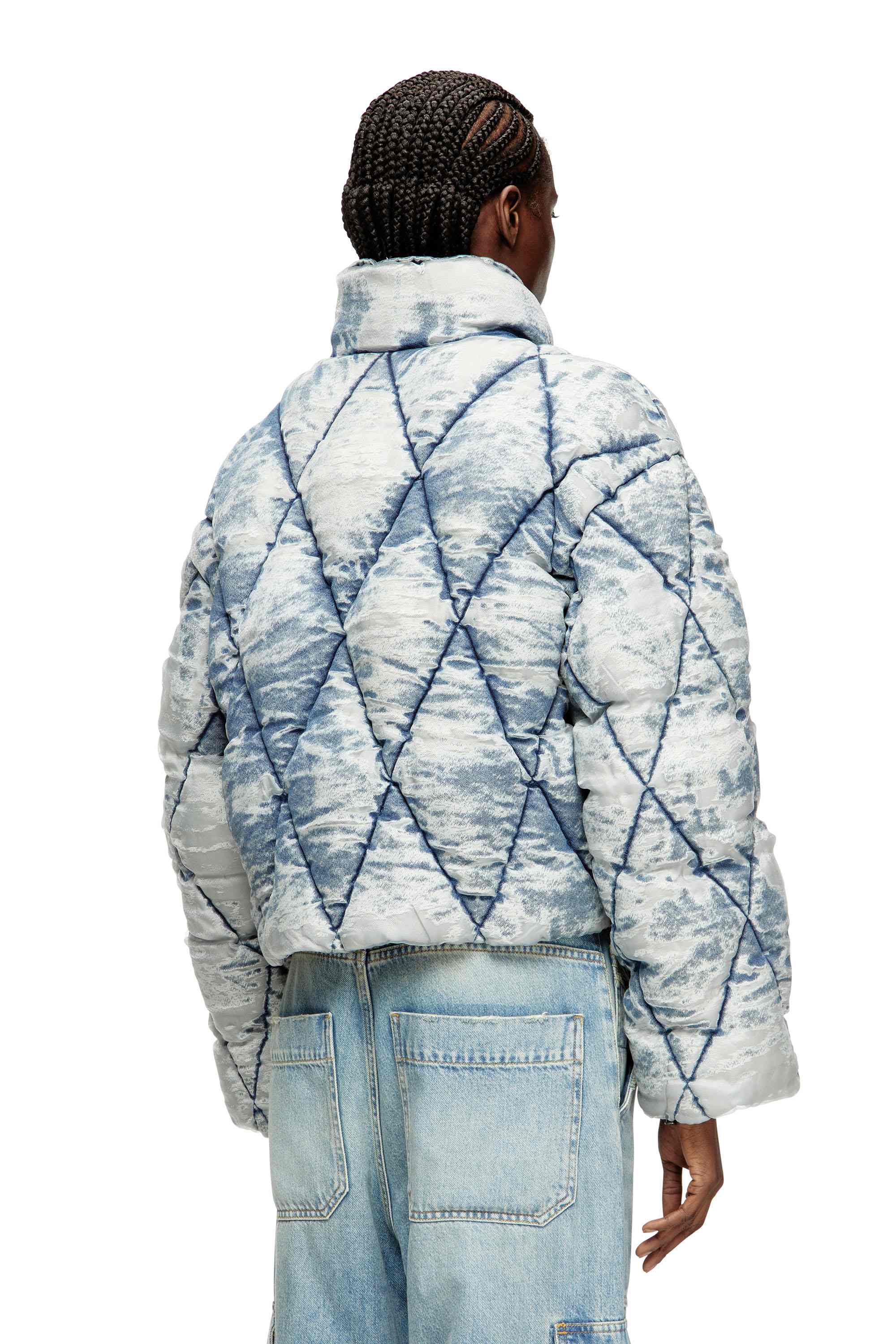 Light Blue Puffer jacket in argyle-quilted devoré shell