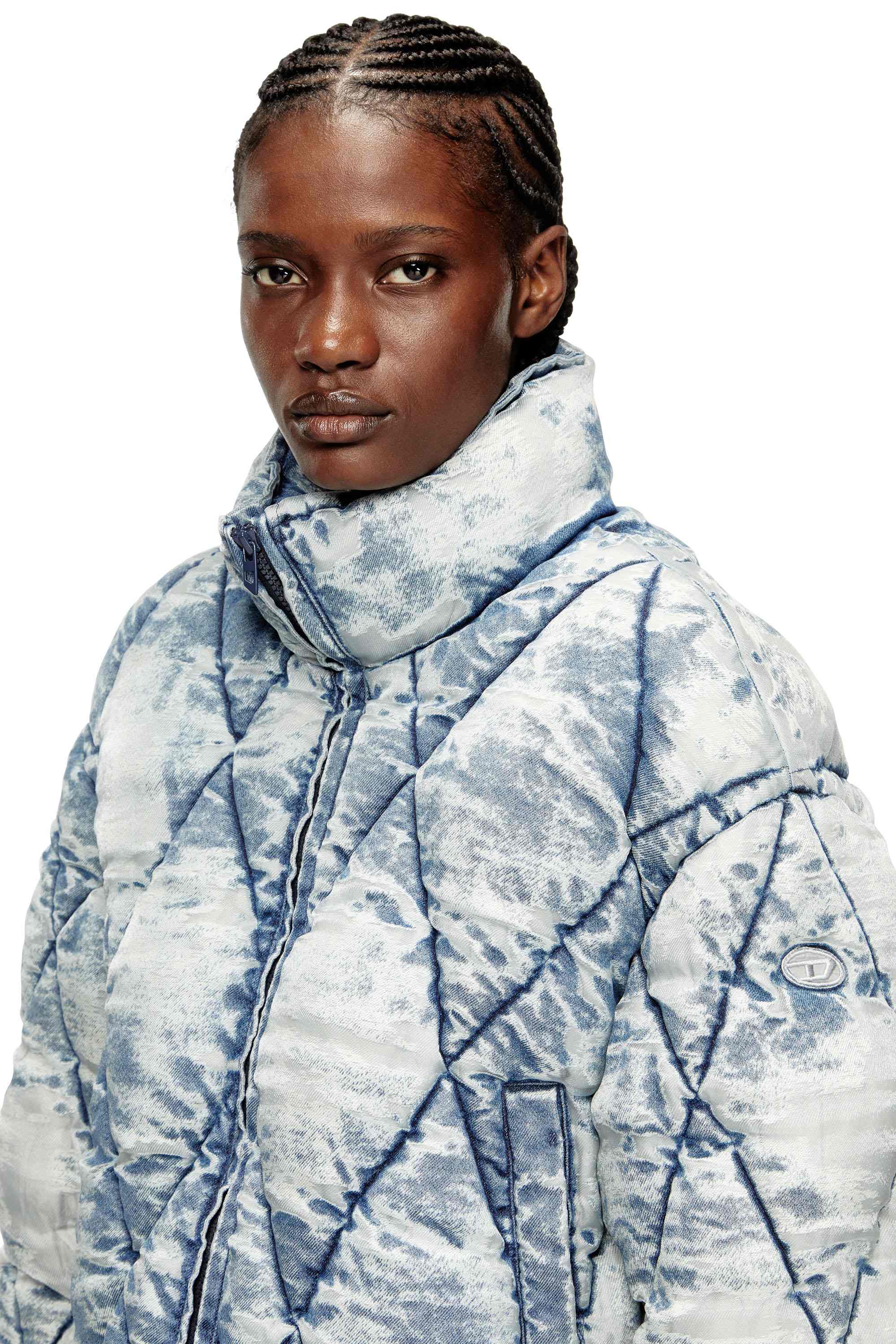 Light Blue Puffer jacket in argyle-quilted devoré shell