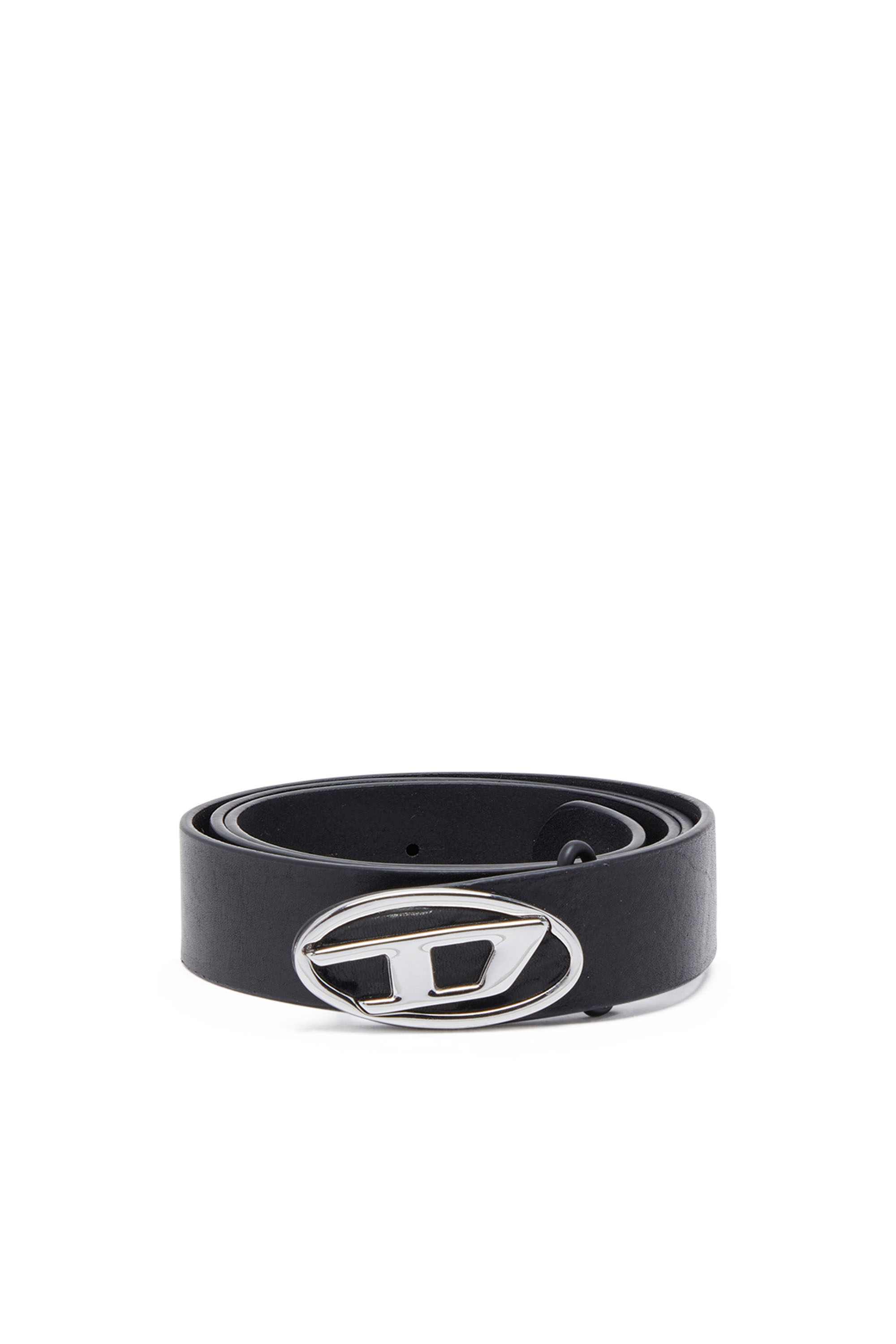 Black 2.9cm leather belt with oval d logo