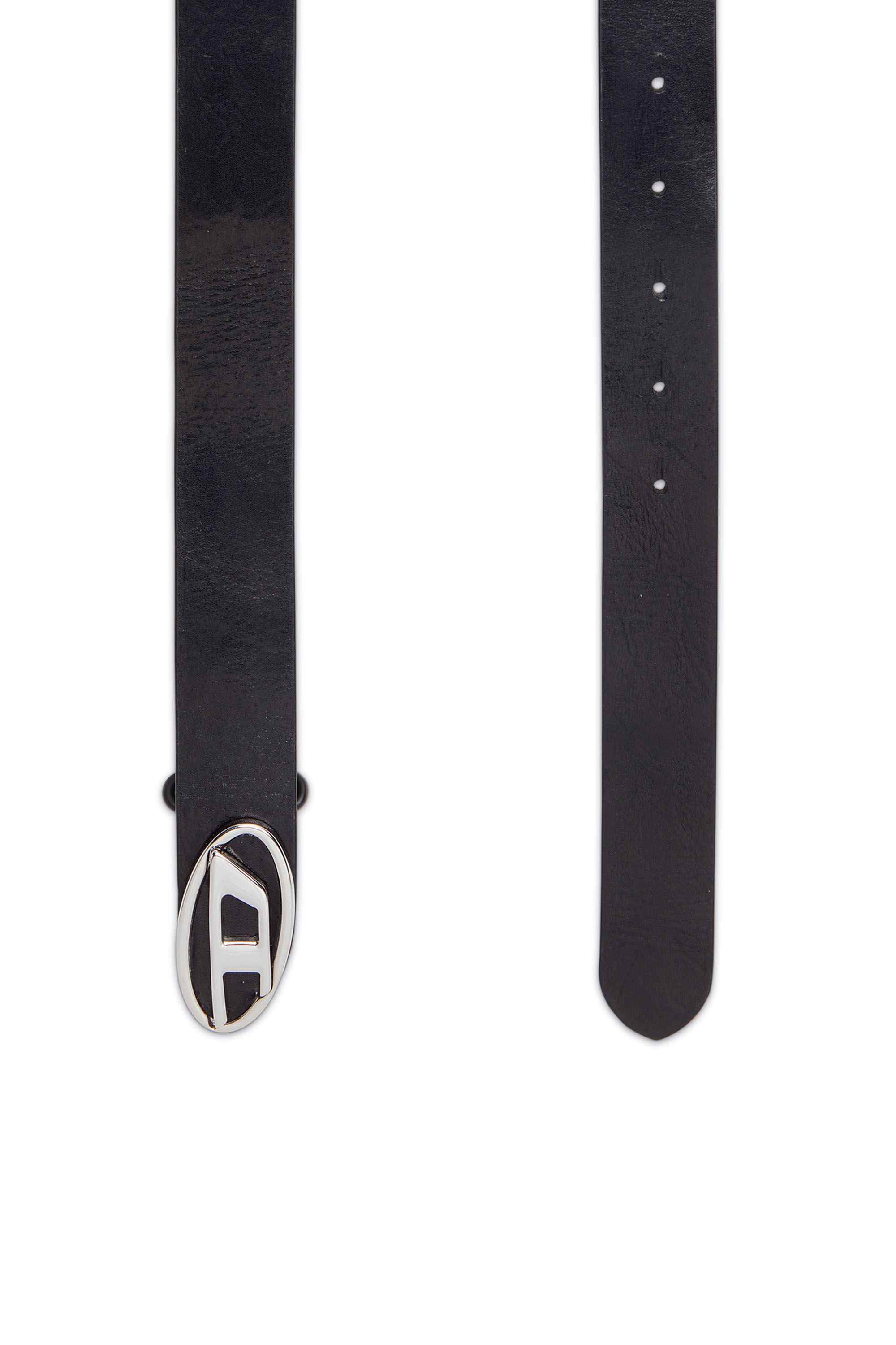 Black 2.9cm leather belt with oval d logo