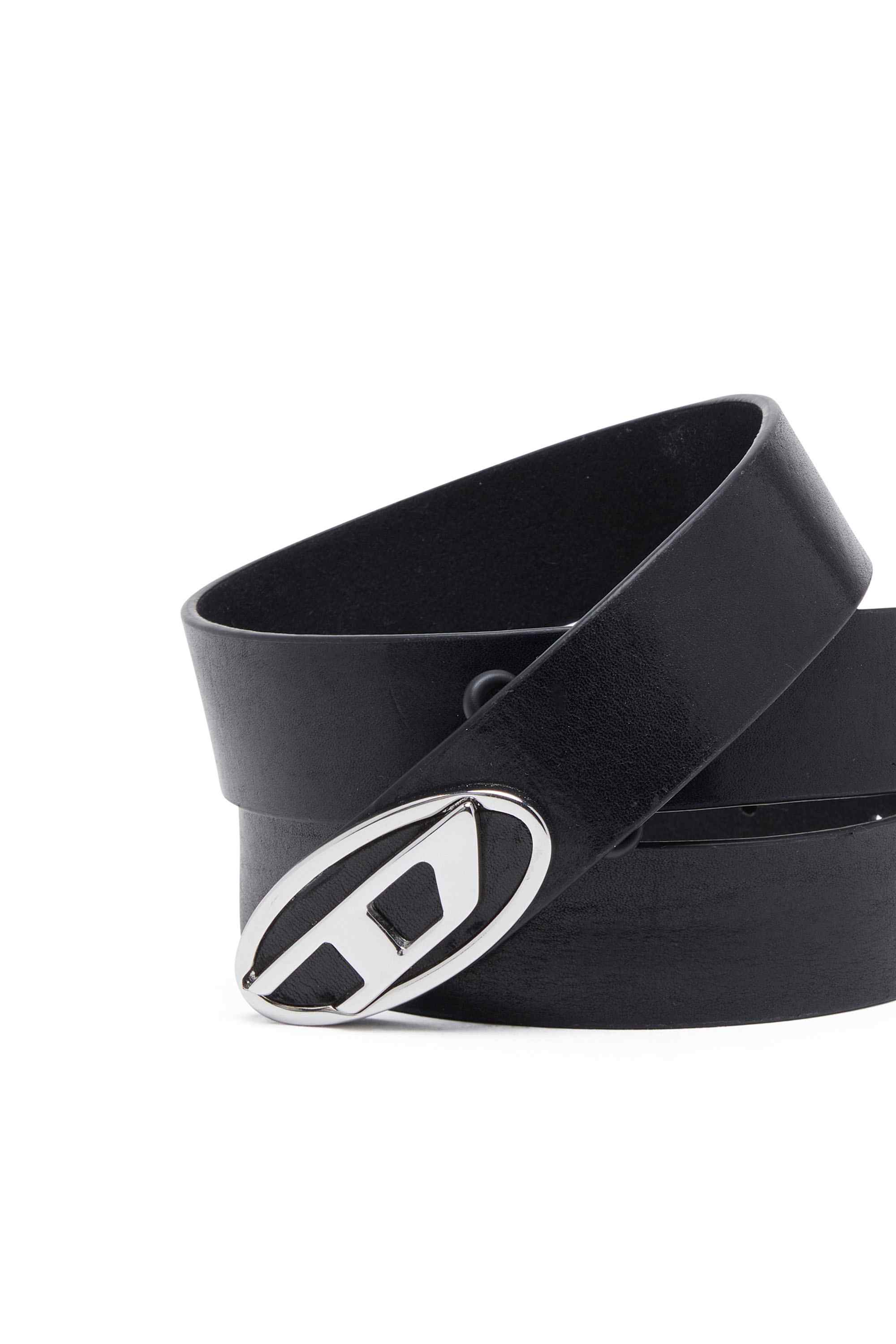 Black 2.9cm leather belt with oval d logo