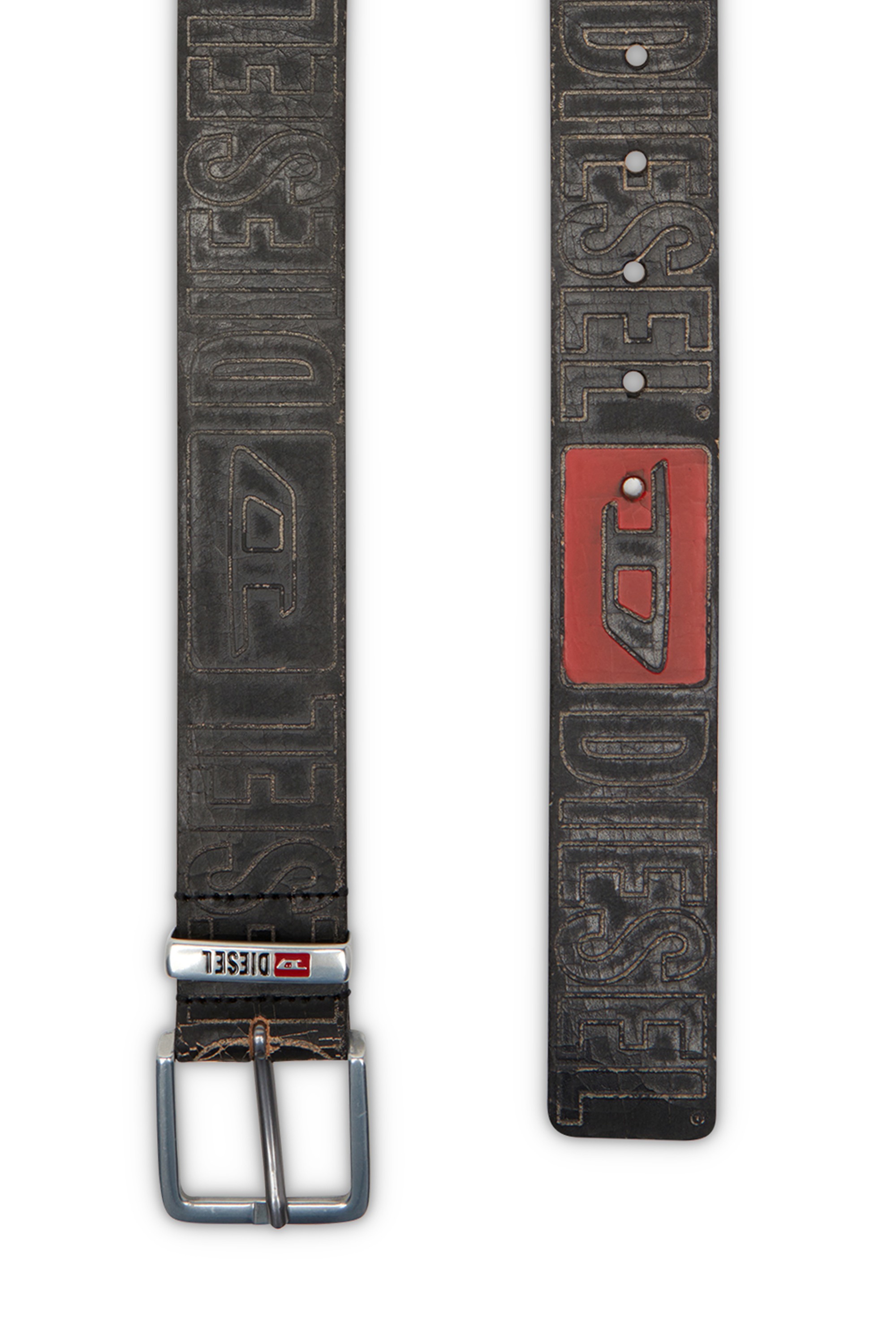 Black 4 cm leather belt with logo