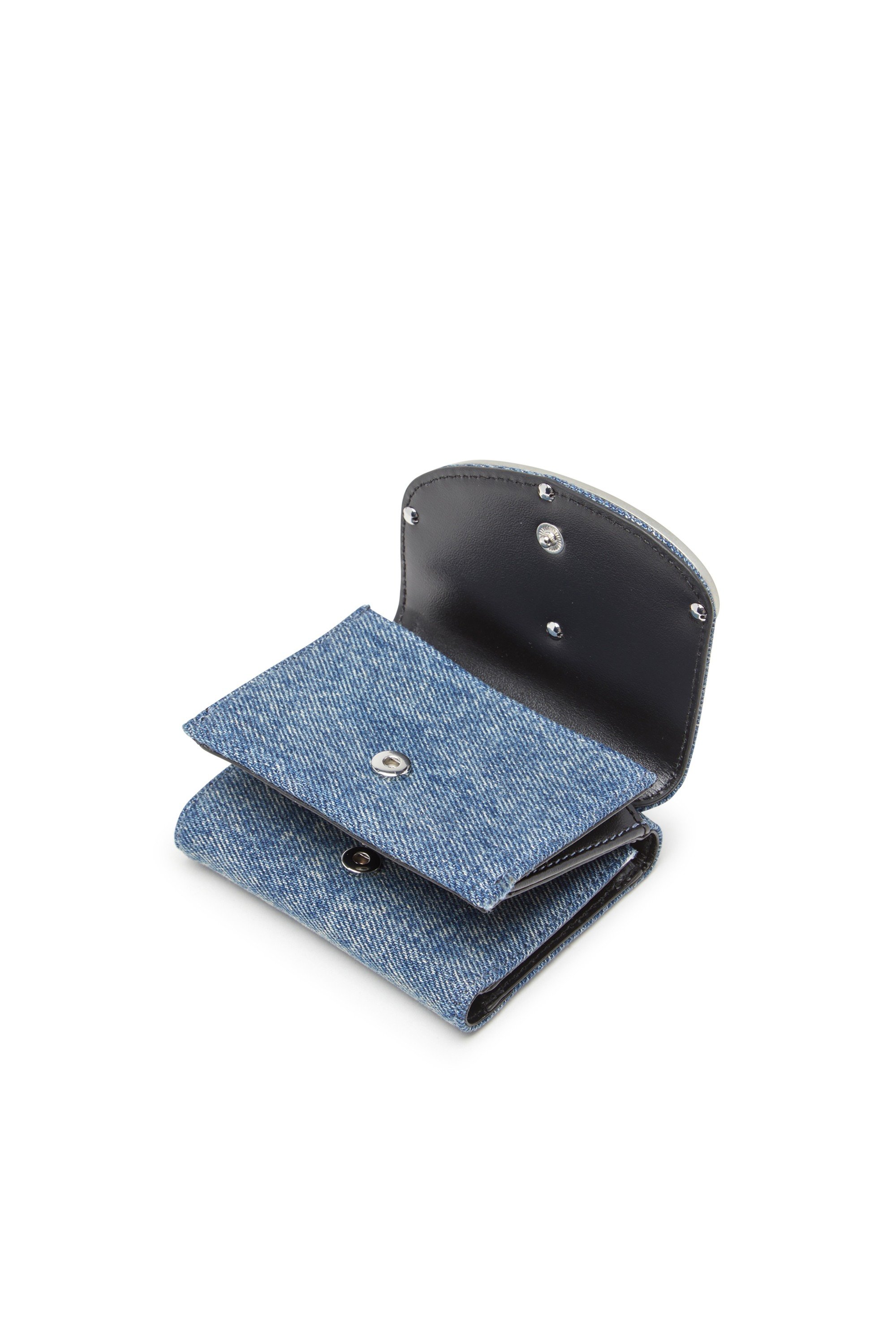 Blue Tri-fold wallet in denim