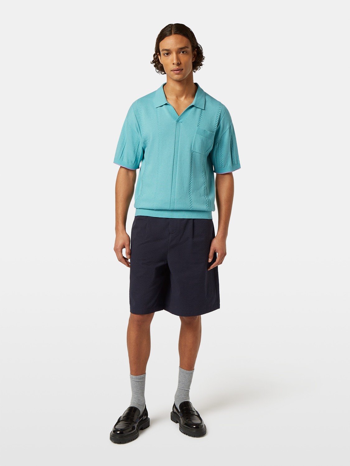 Relaxed fit knitted polo
