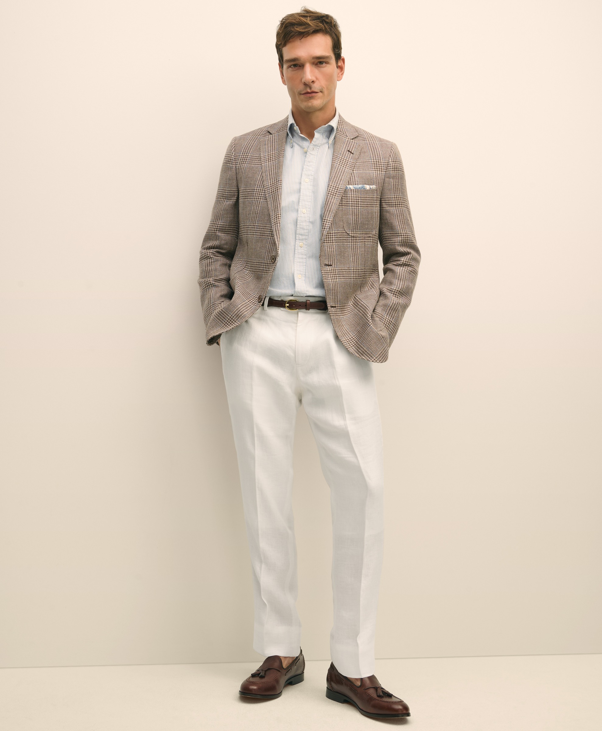 Brooks Brothers | Pure Linen Herrignbone Dress Trouser