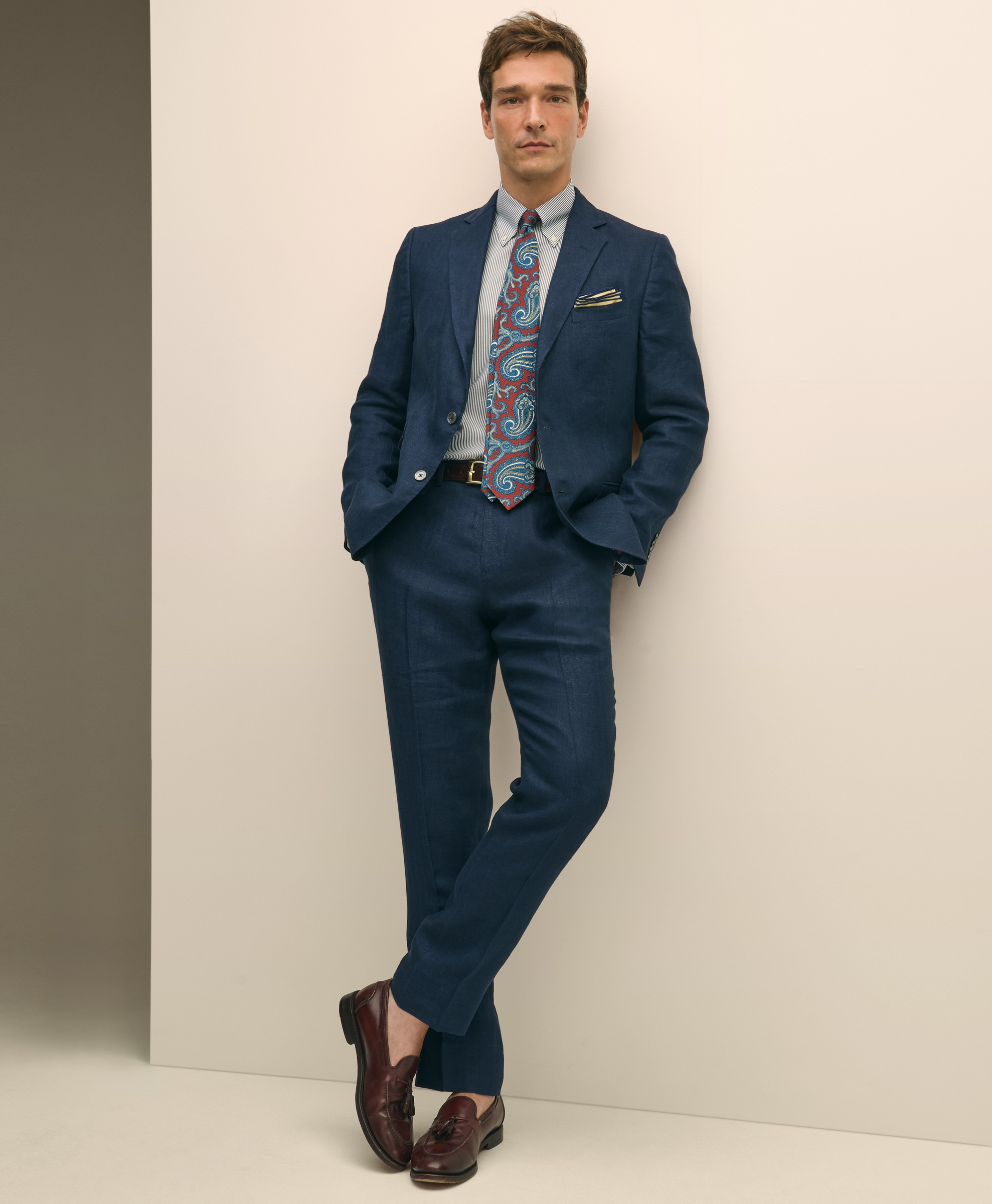 Brooks Brothers | Pure Linen Herrignbone Dress Trouser