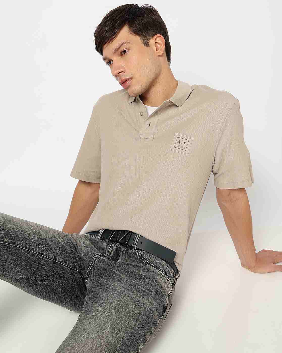 取寄) アルマーニエクスチェンジ メンズ スモール ボックス ロゴ ポロ