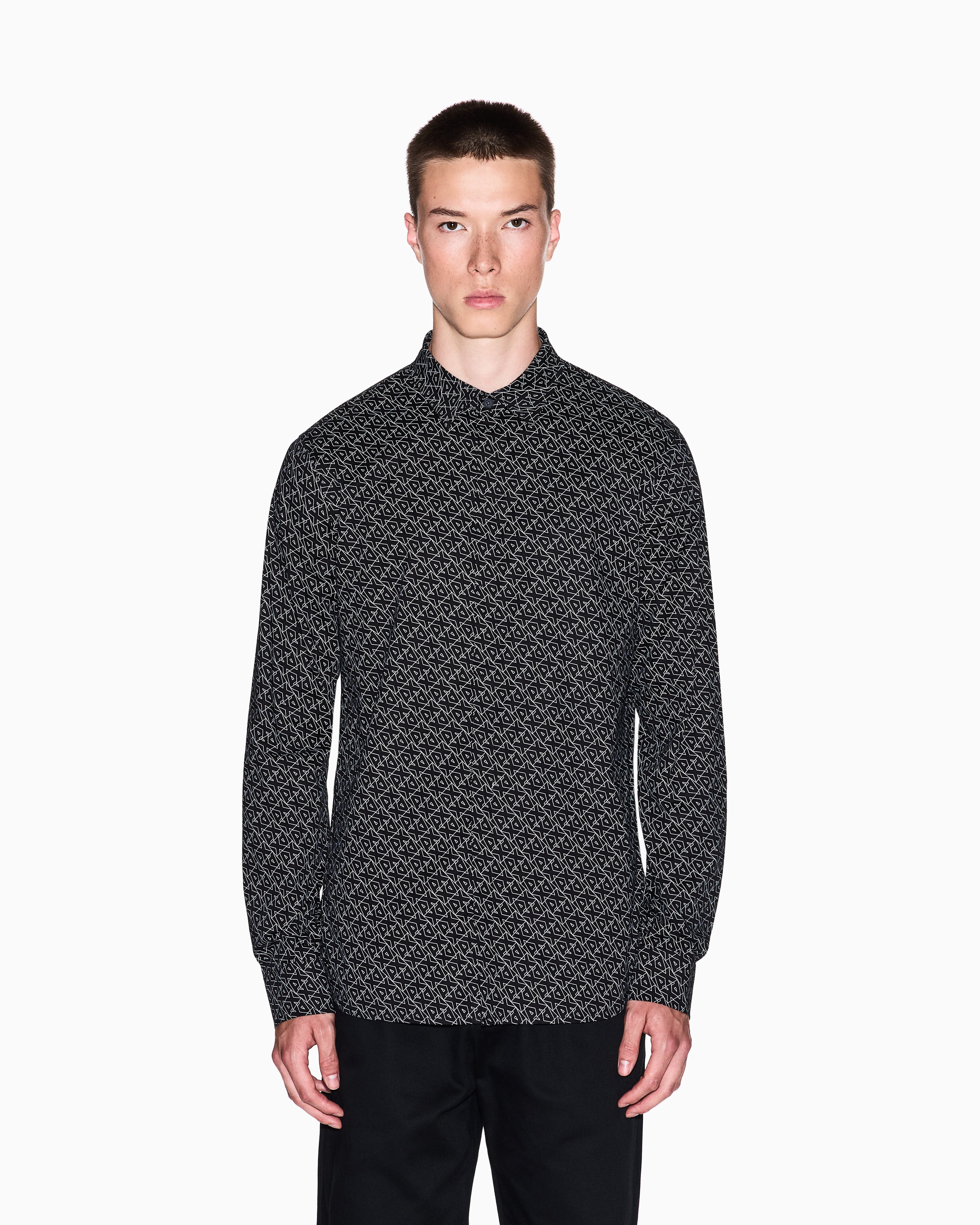 Men Black Armani Classics Slim Fit Casual Shirts