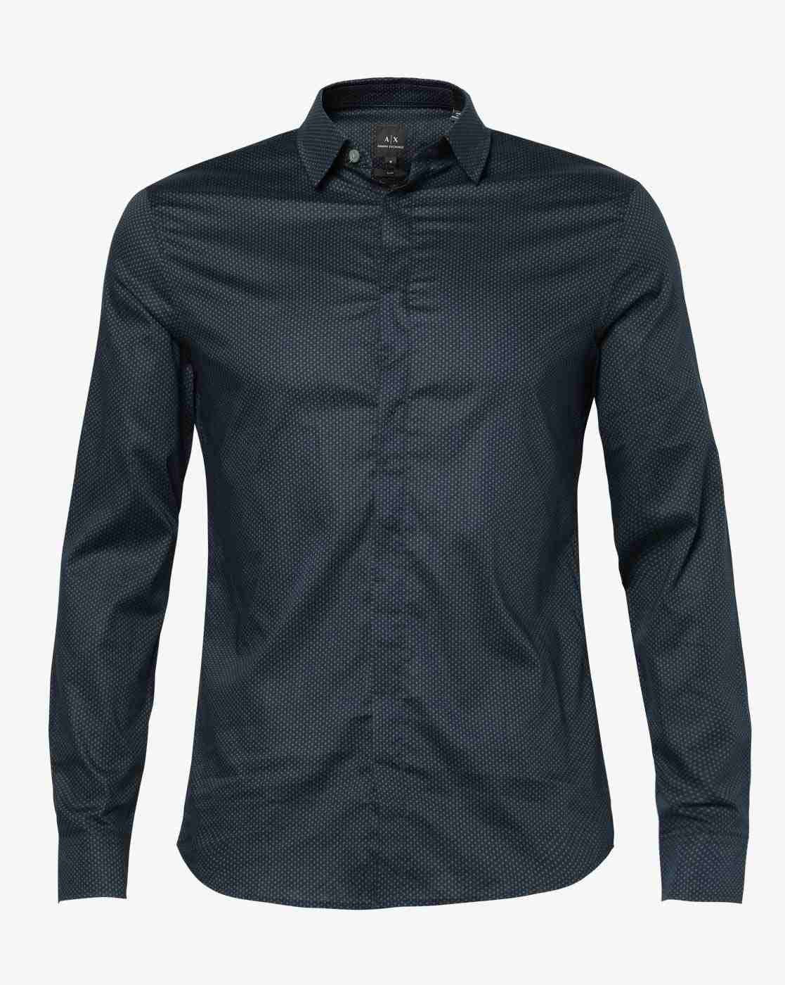 Men Blue Armani Classics Slim Fit Casual Shirts