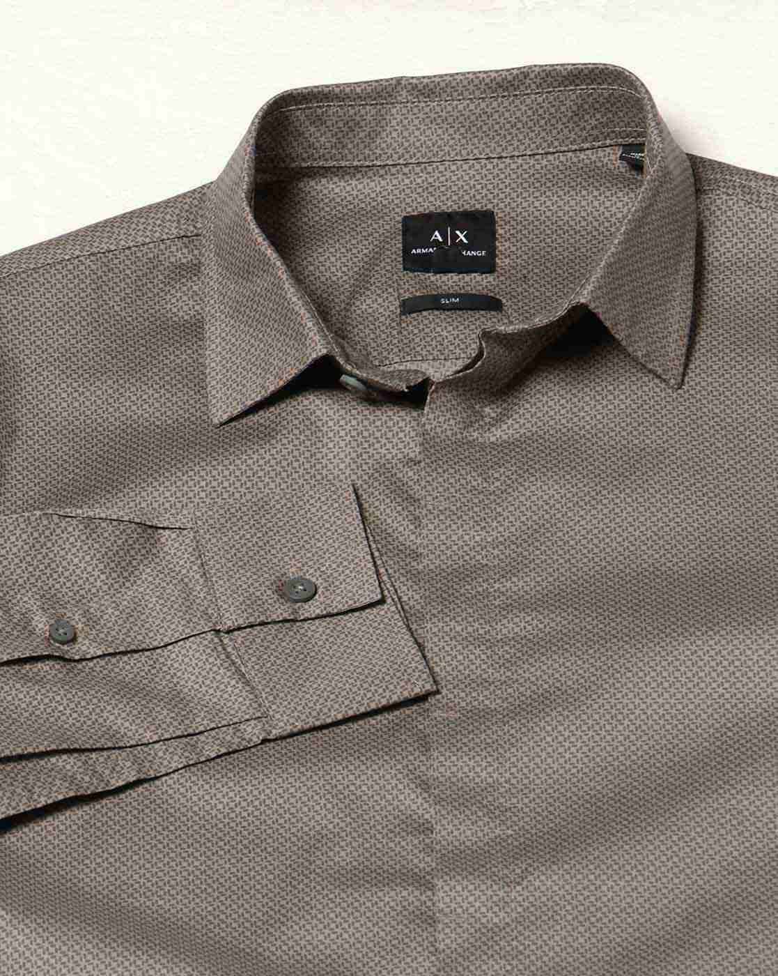 Men Brown Armani Classics Slim Fit Casual Shirts