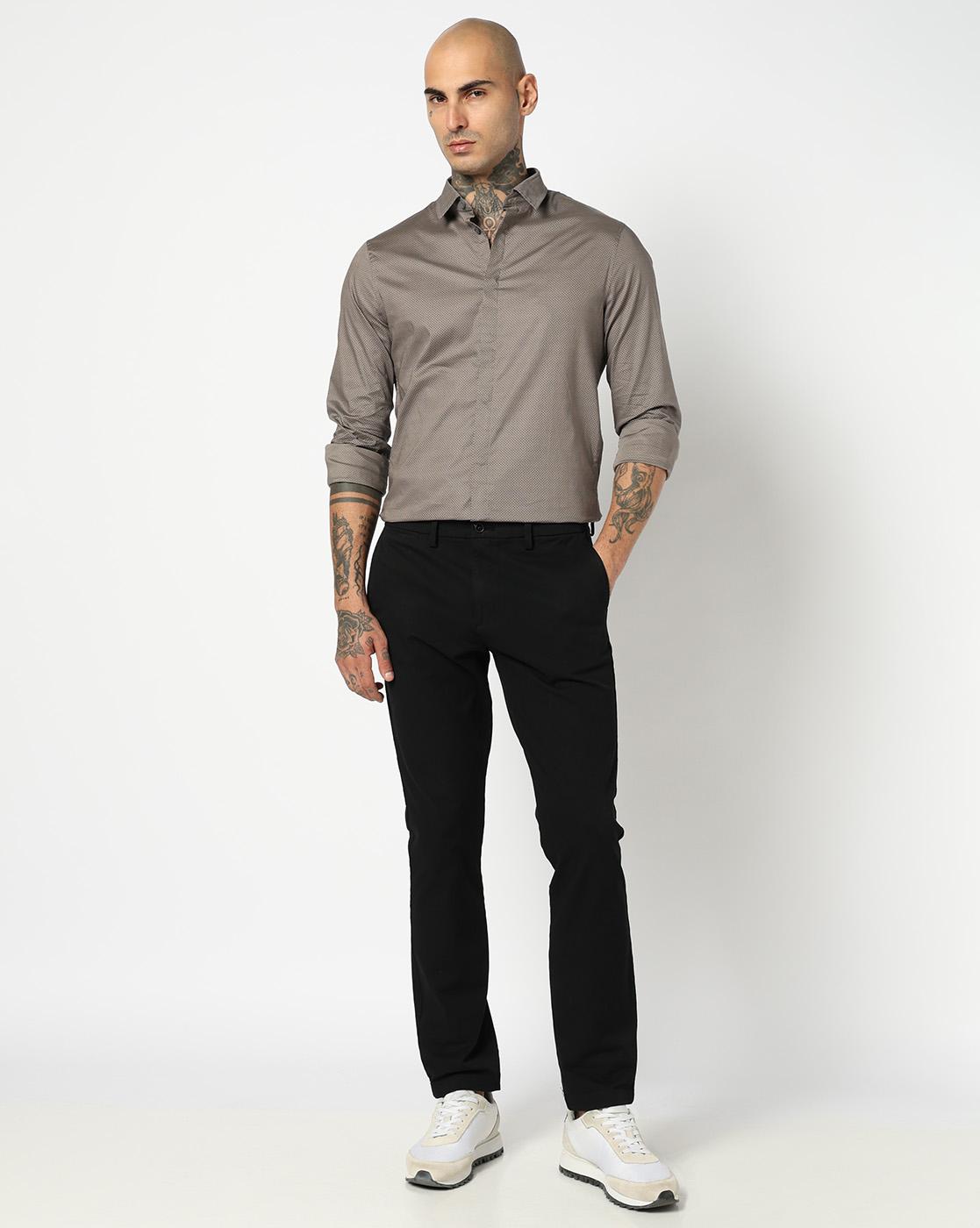 Men Brown Armani Classics Slim Fit Casual Shirts