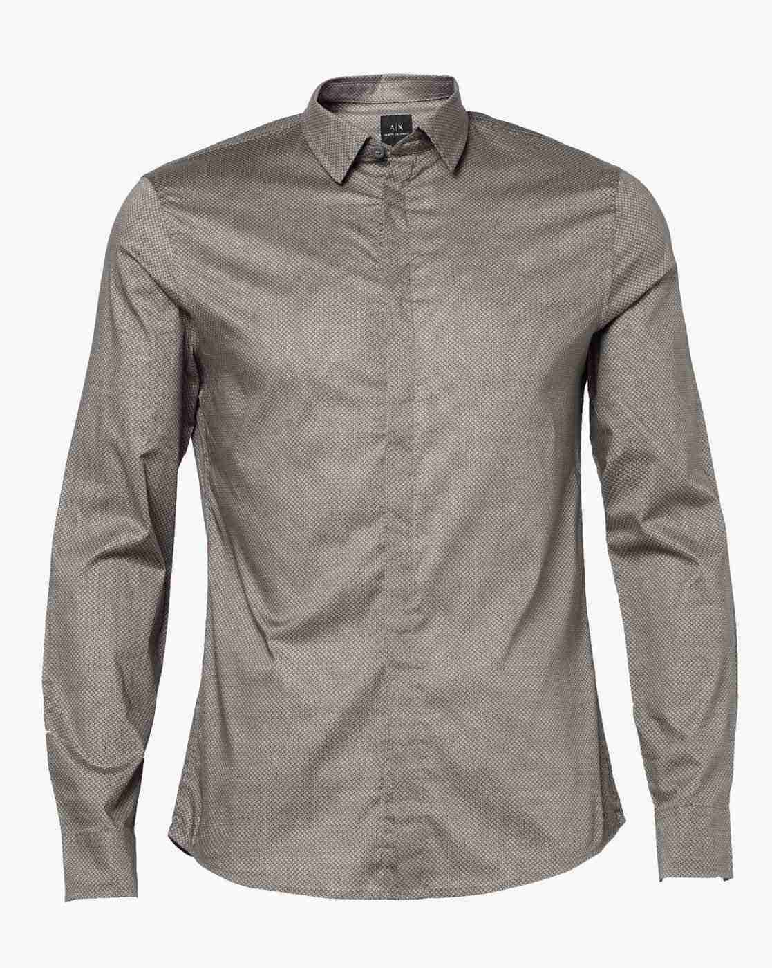Men Brown Armani Classics Slim Fit Casual Shirts