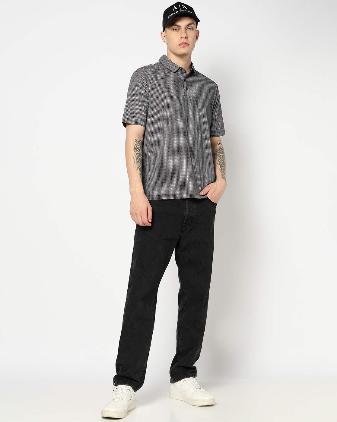 Men Blue Armani Classics Regular Fit Polos