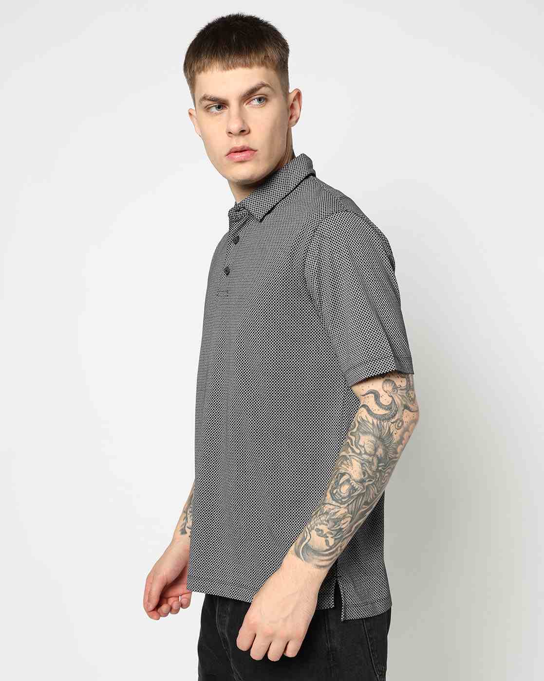 Men Blue Armani Classics Regular Fit Polos