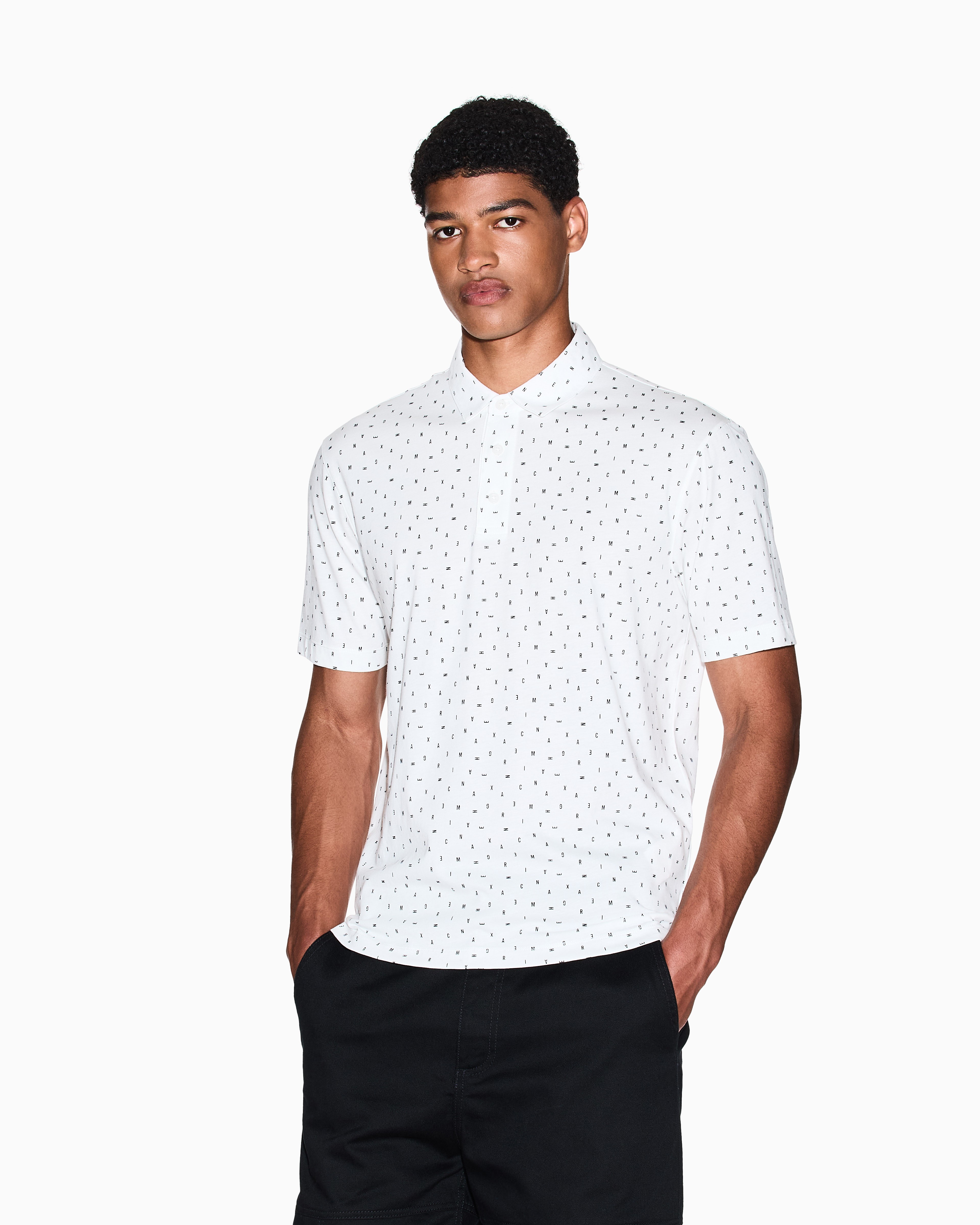 Men White Armani Classics Regular Fit Polos
