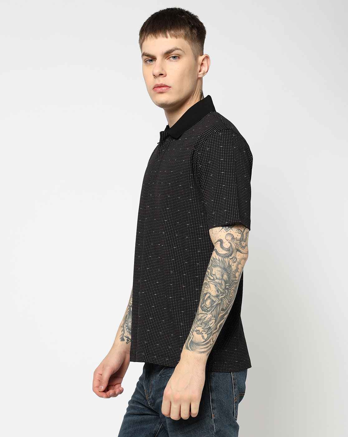 Men Black Armani Classics Regular Fit Polos