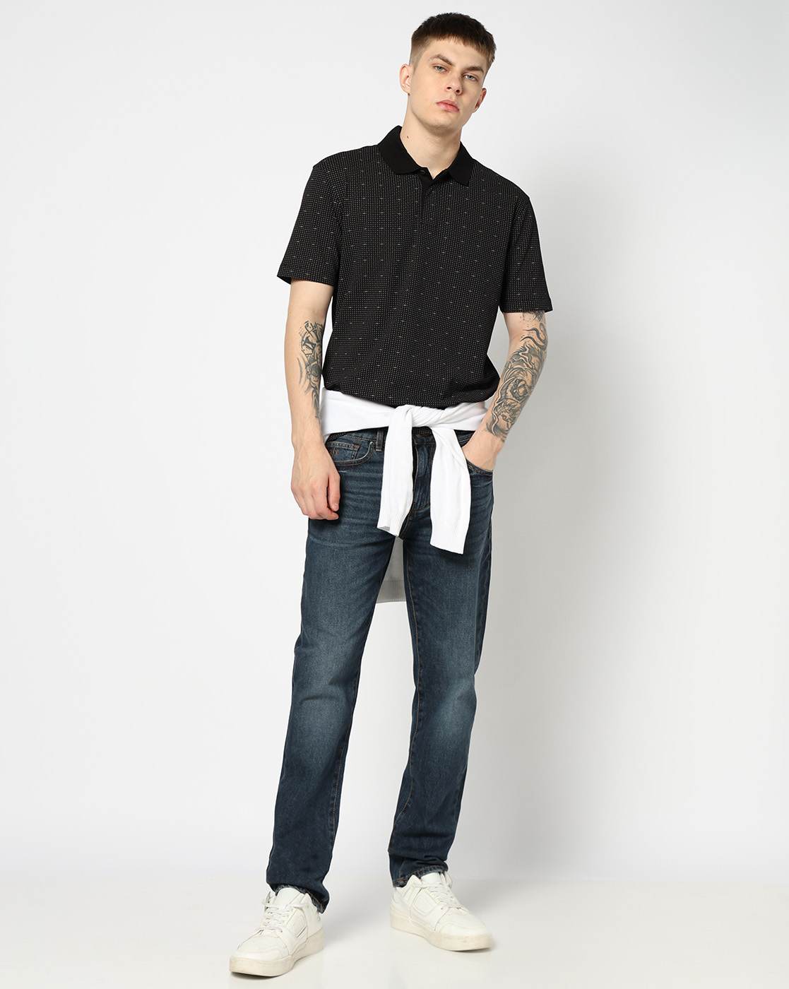 Men Black Armani Classics Regular Fit Polos