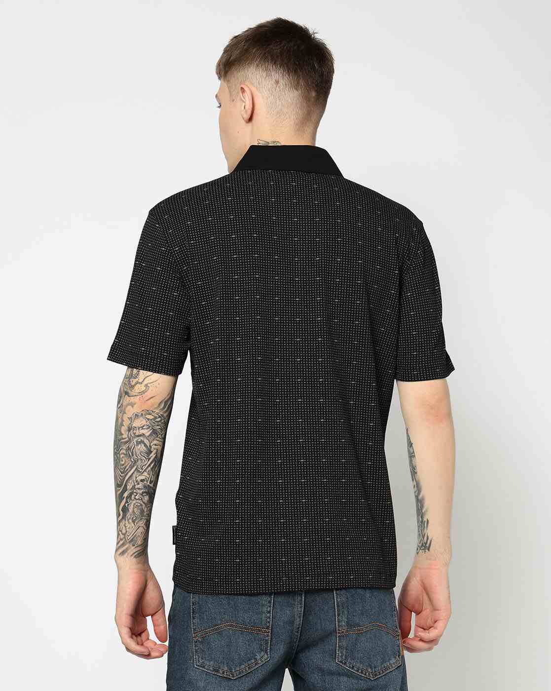 Men Black Armani Classics Regular Fit Polos