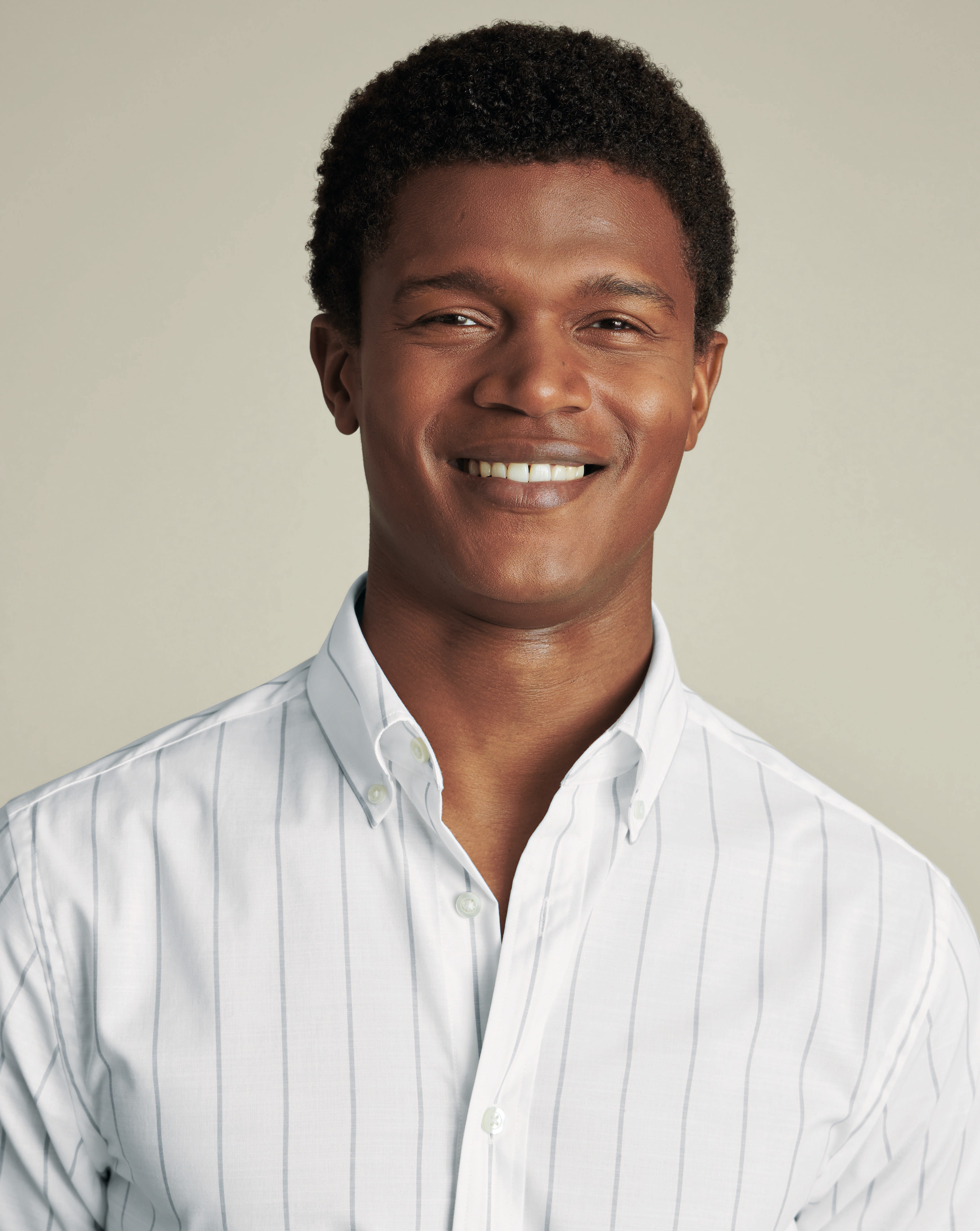 Non-Iron Stretch Poplin Slub Short Sleeve Shirt - White & Blue