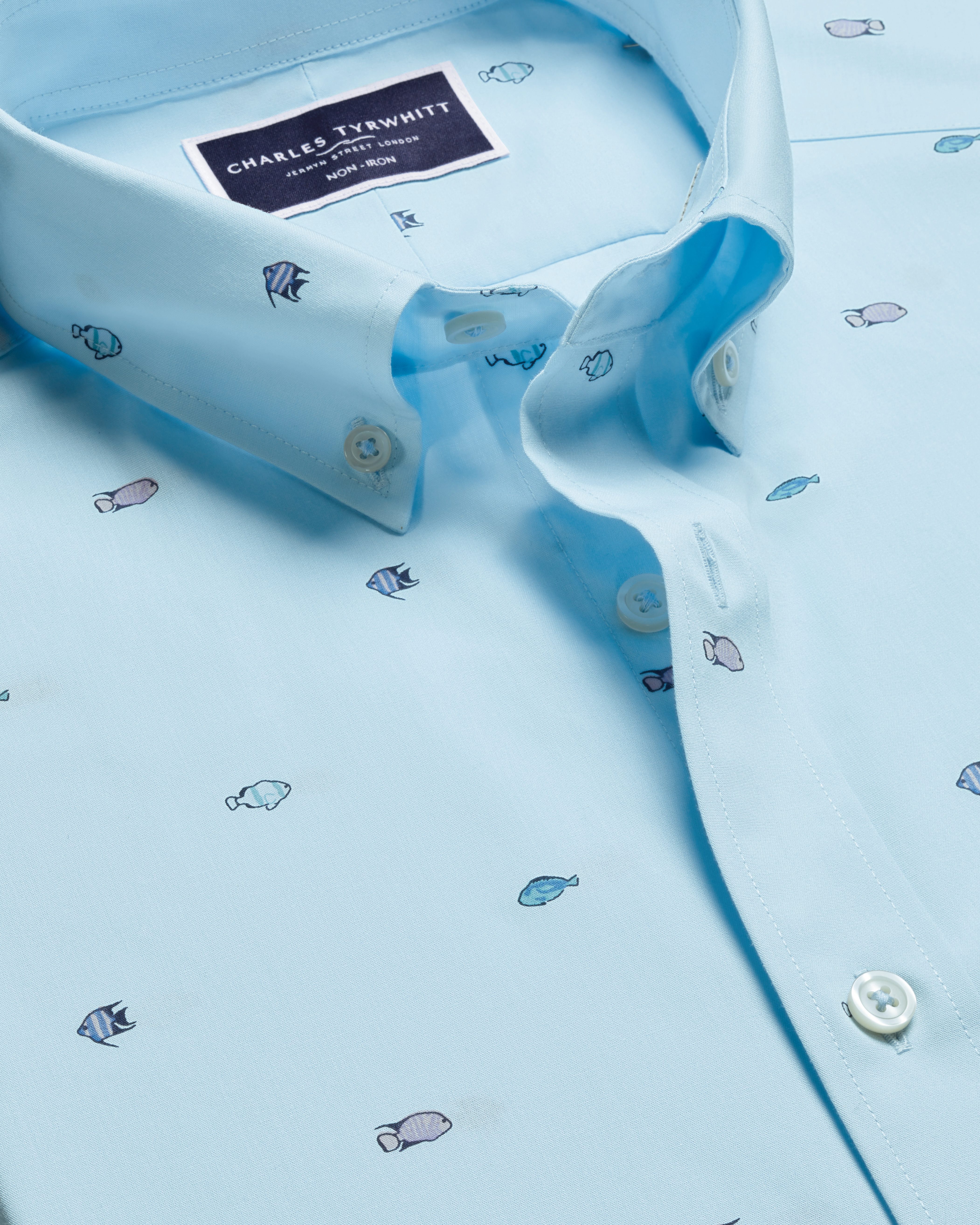 Cutaway Pure Linen Shirt - Sky Blue