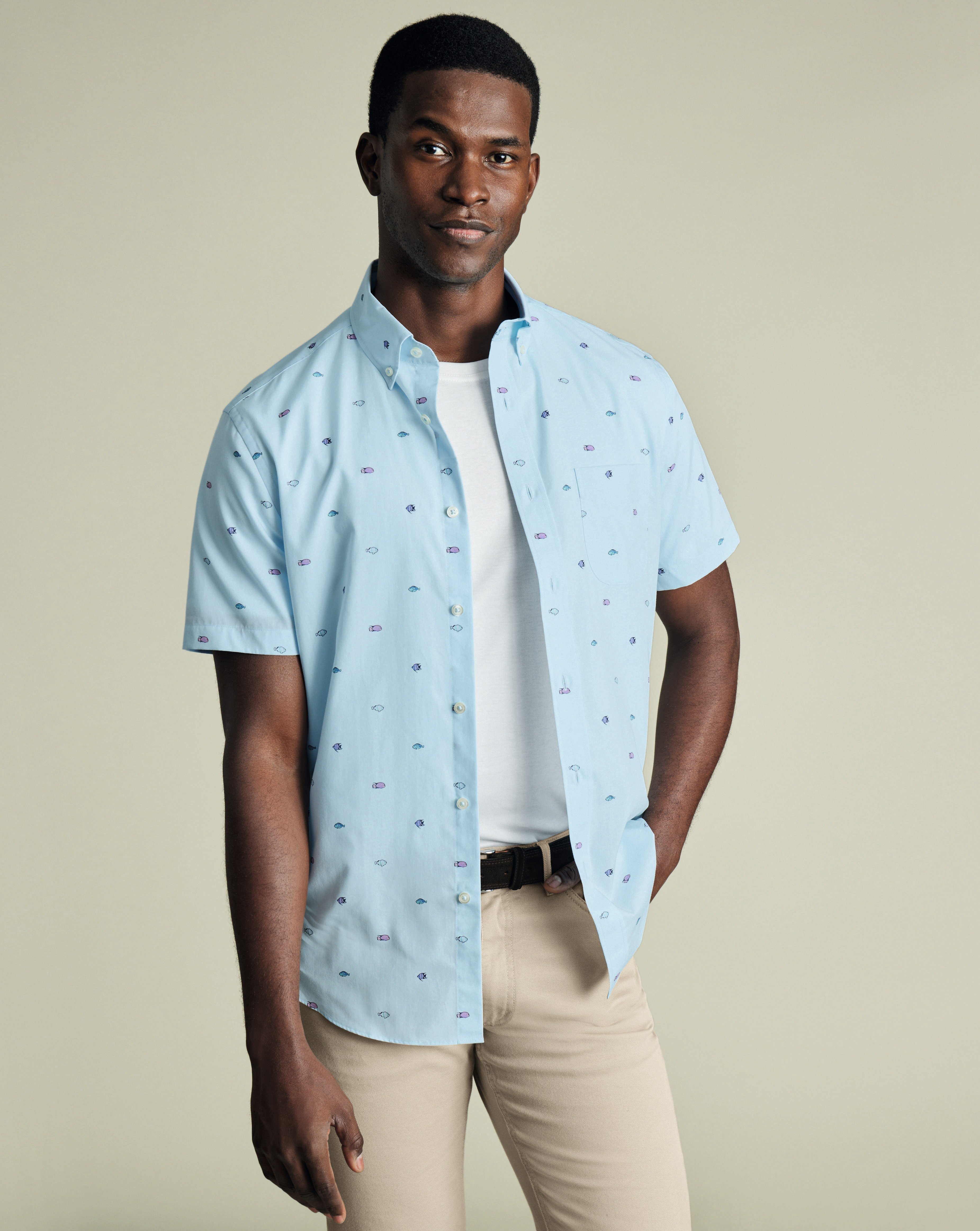 Cutaway Pure Linen Shirt - Sky Blue