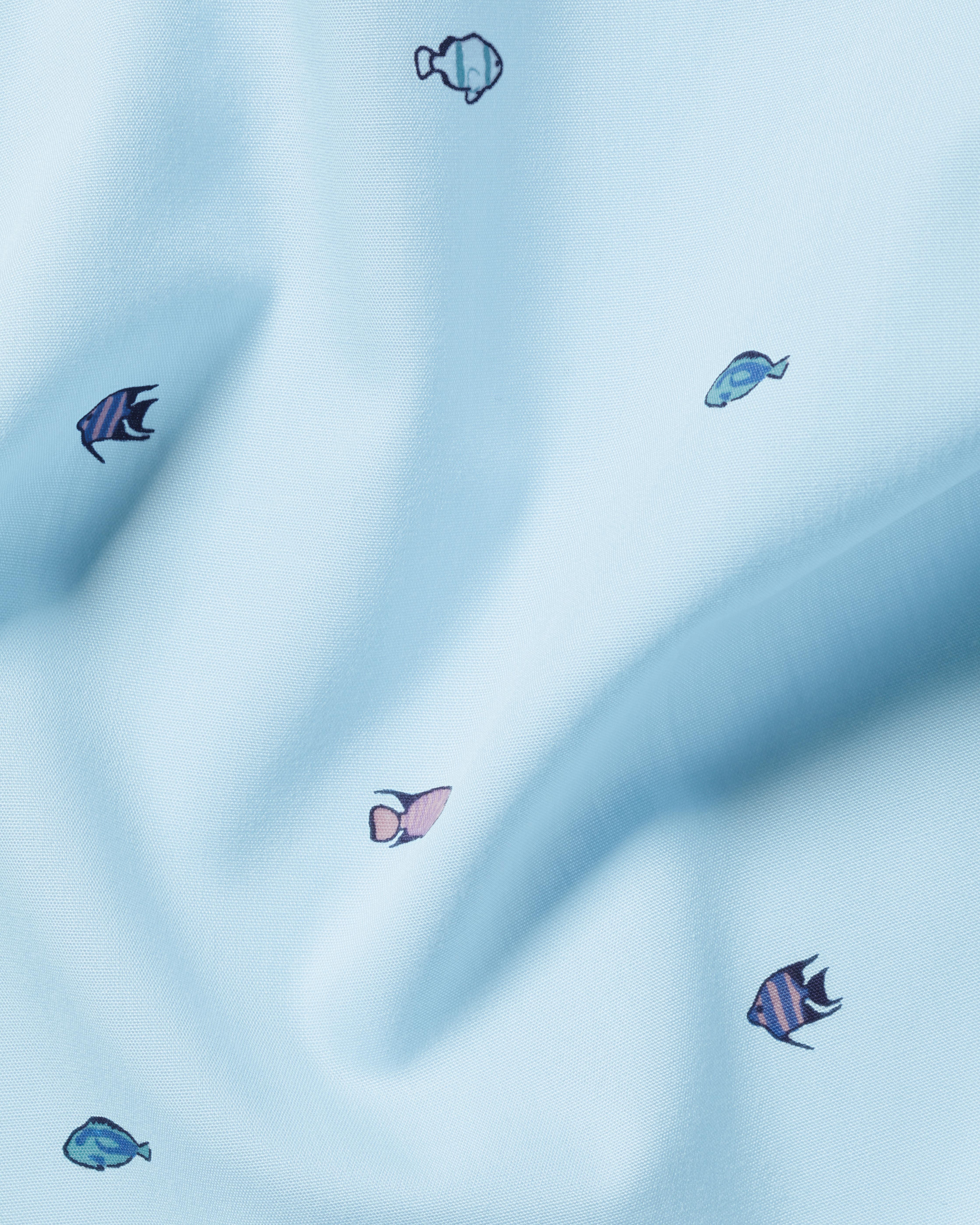 Cutaway Pure Linen Shirt - Sky Blue