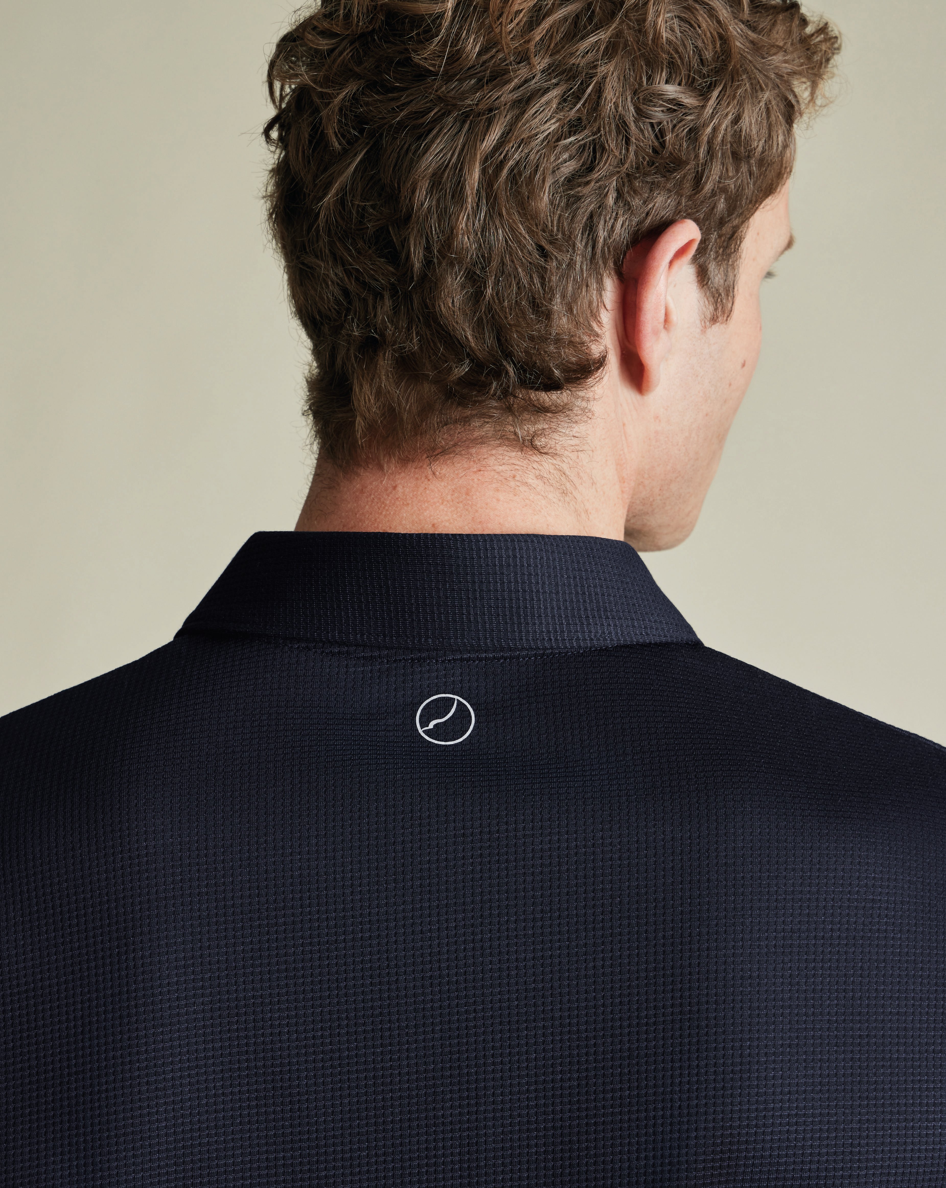 Performance Textured Zip-Neck Polo - Navy