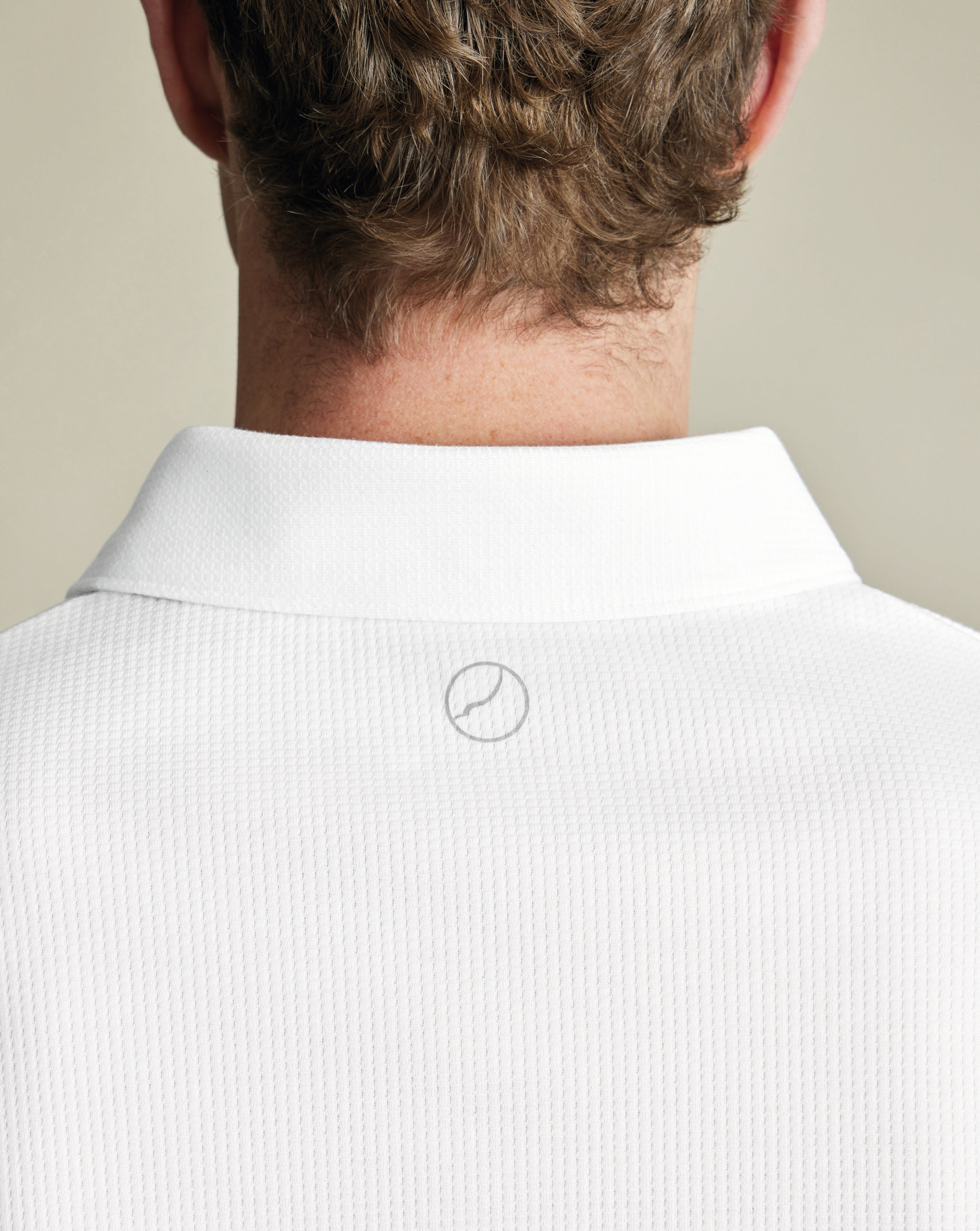 Performance Textured Zip-Neck Polo - White