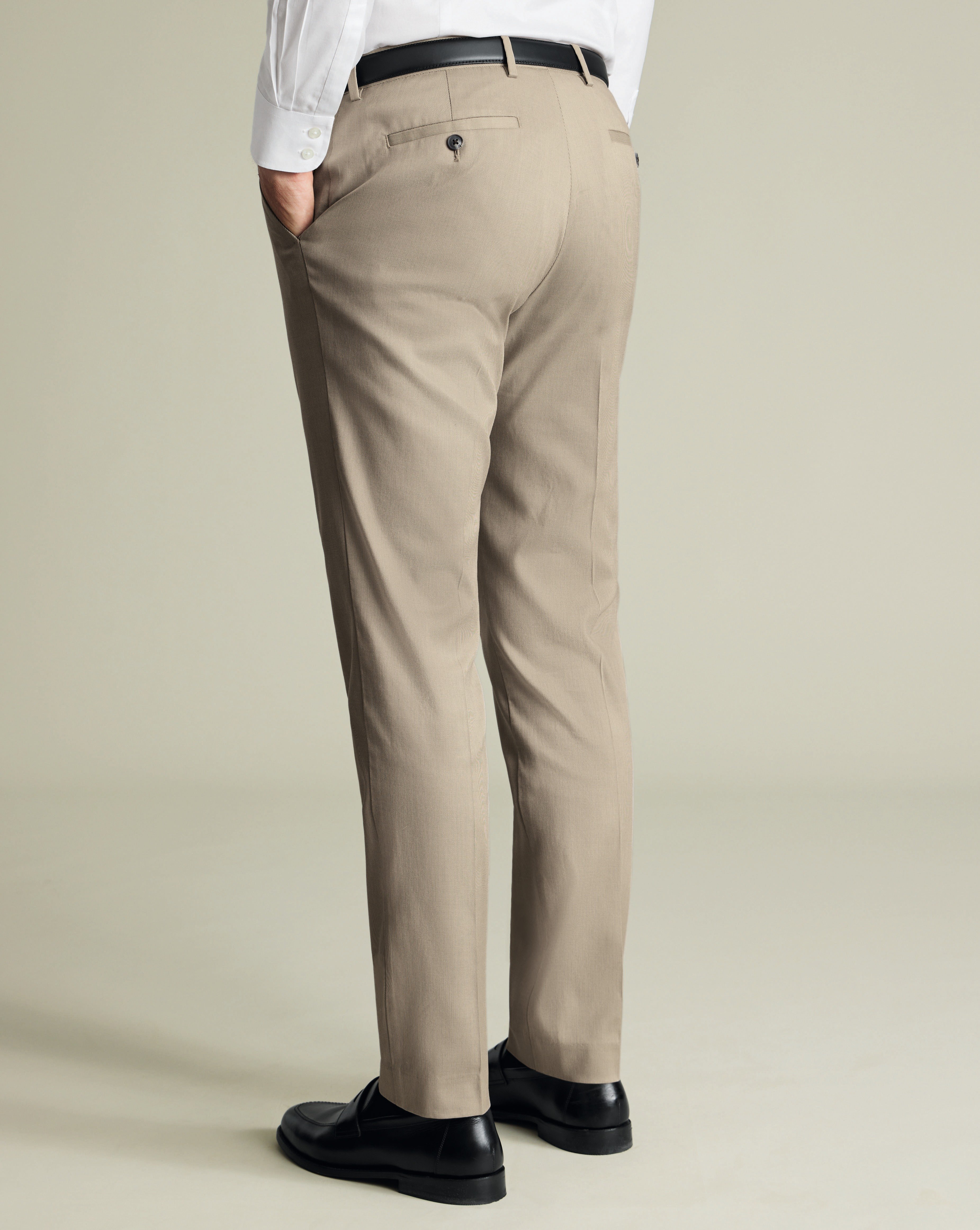Smart Stretch Texture Trousers - Limestone