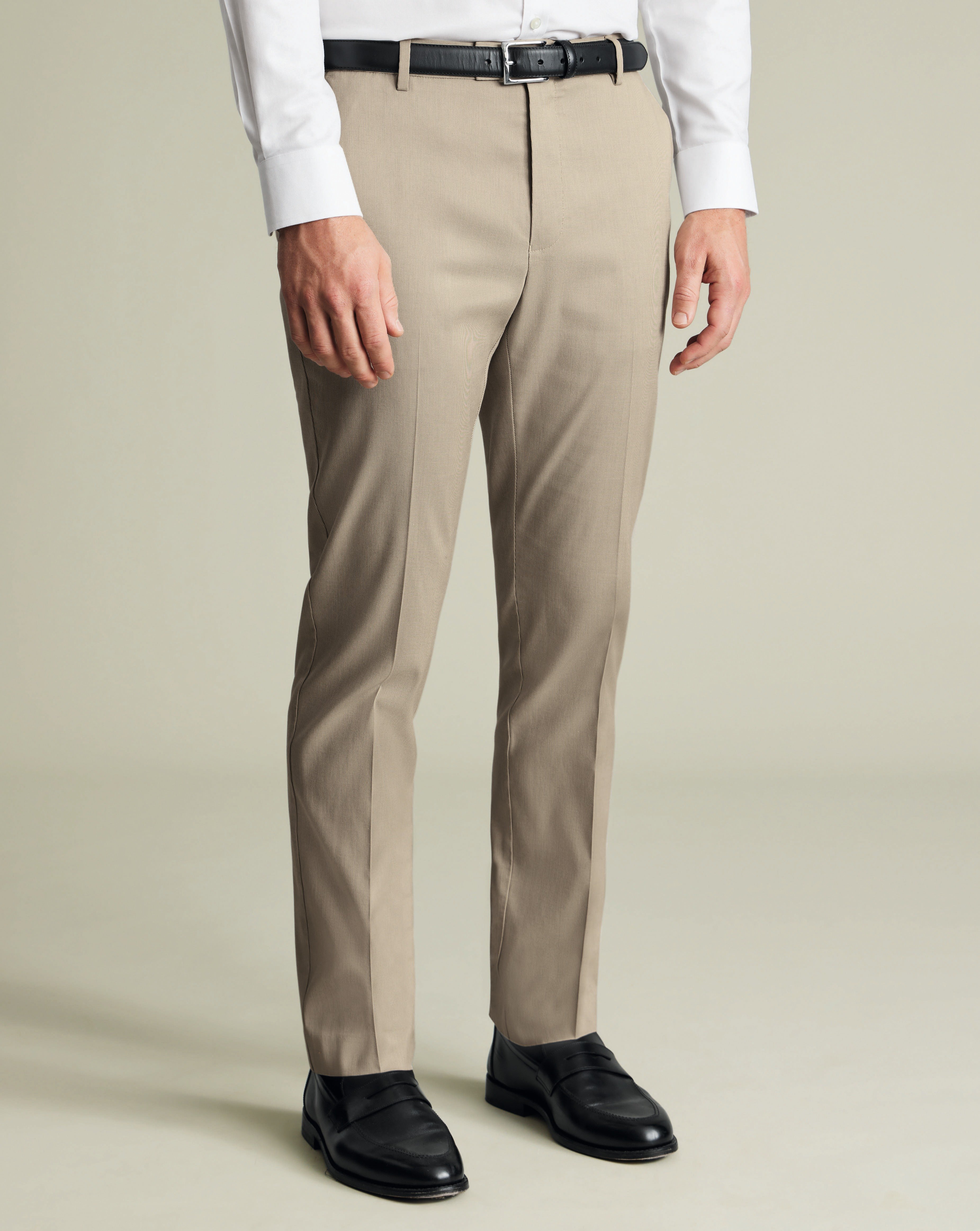 Smart Stretch Texture Trousers - Limestone