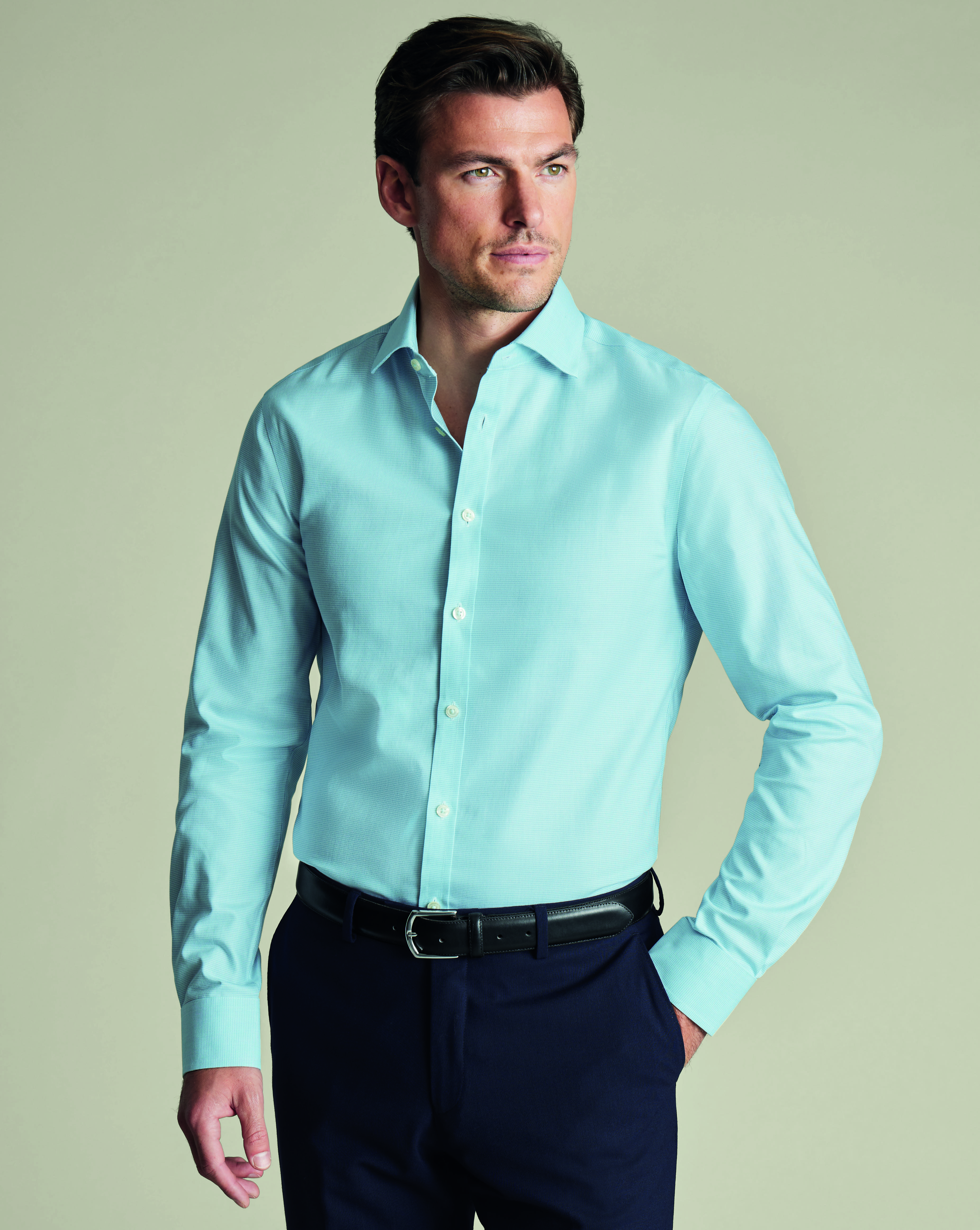 Non-Iron Westminster Weave Shirt - Aqua Green