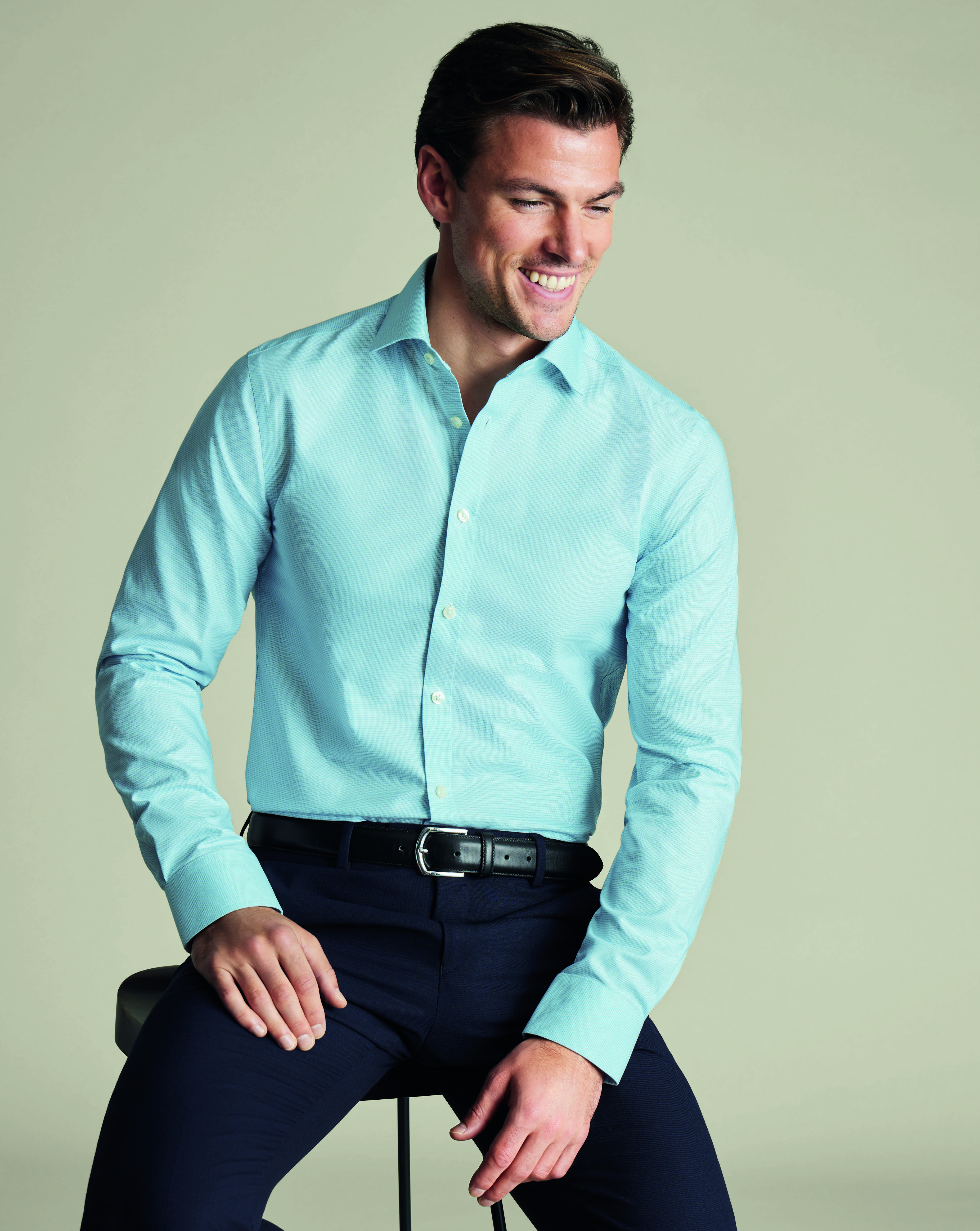 Non-Iron Westminster Weave Shirt - Aqua Green