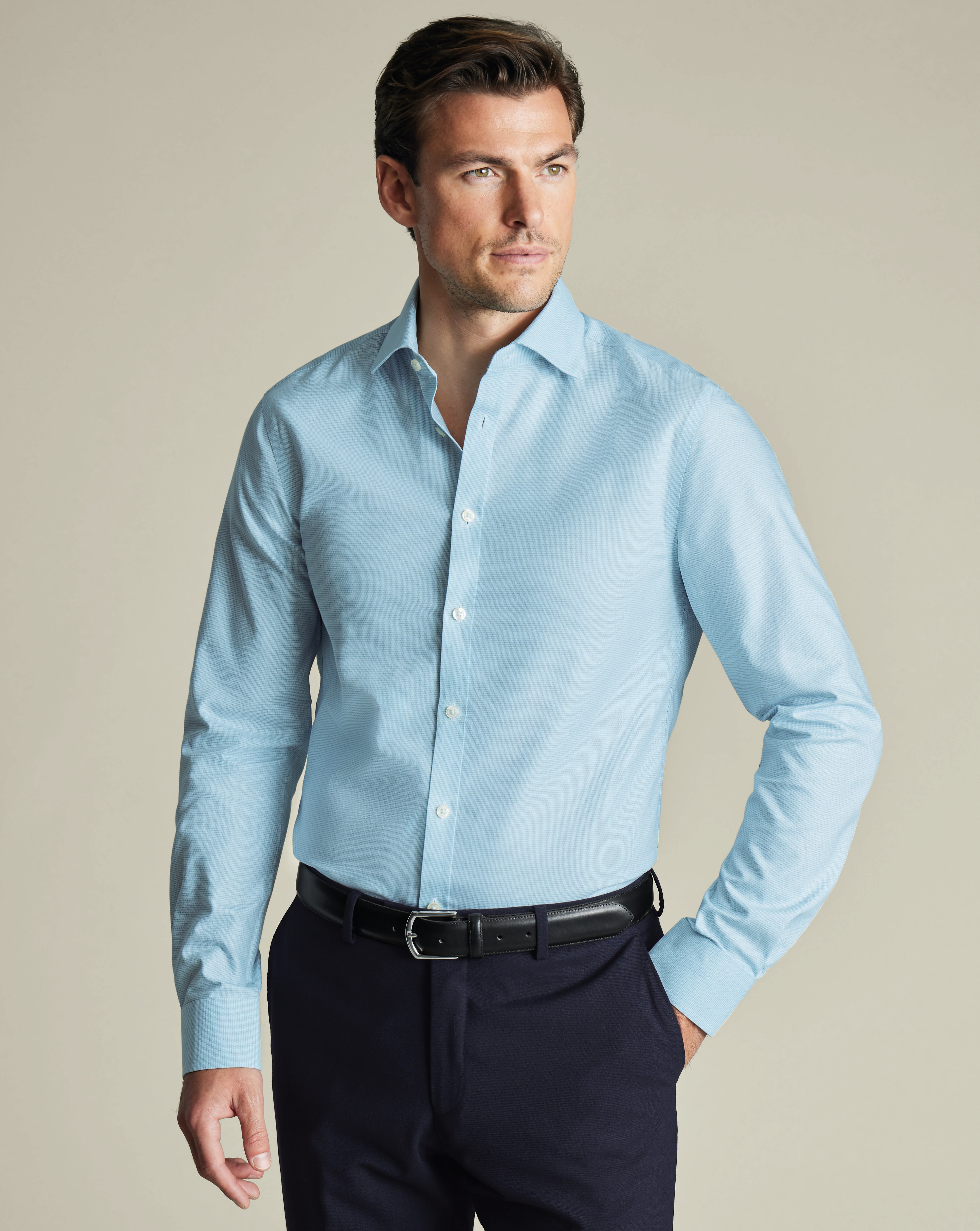 Non-Iron Westminster Weave Shirt - Aqua Green