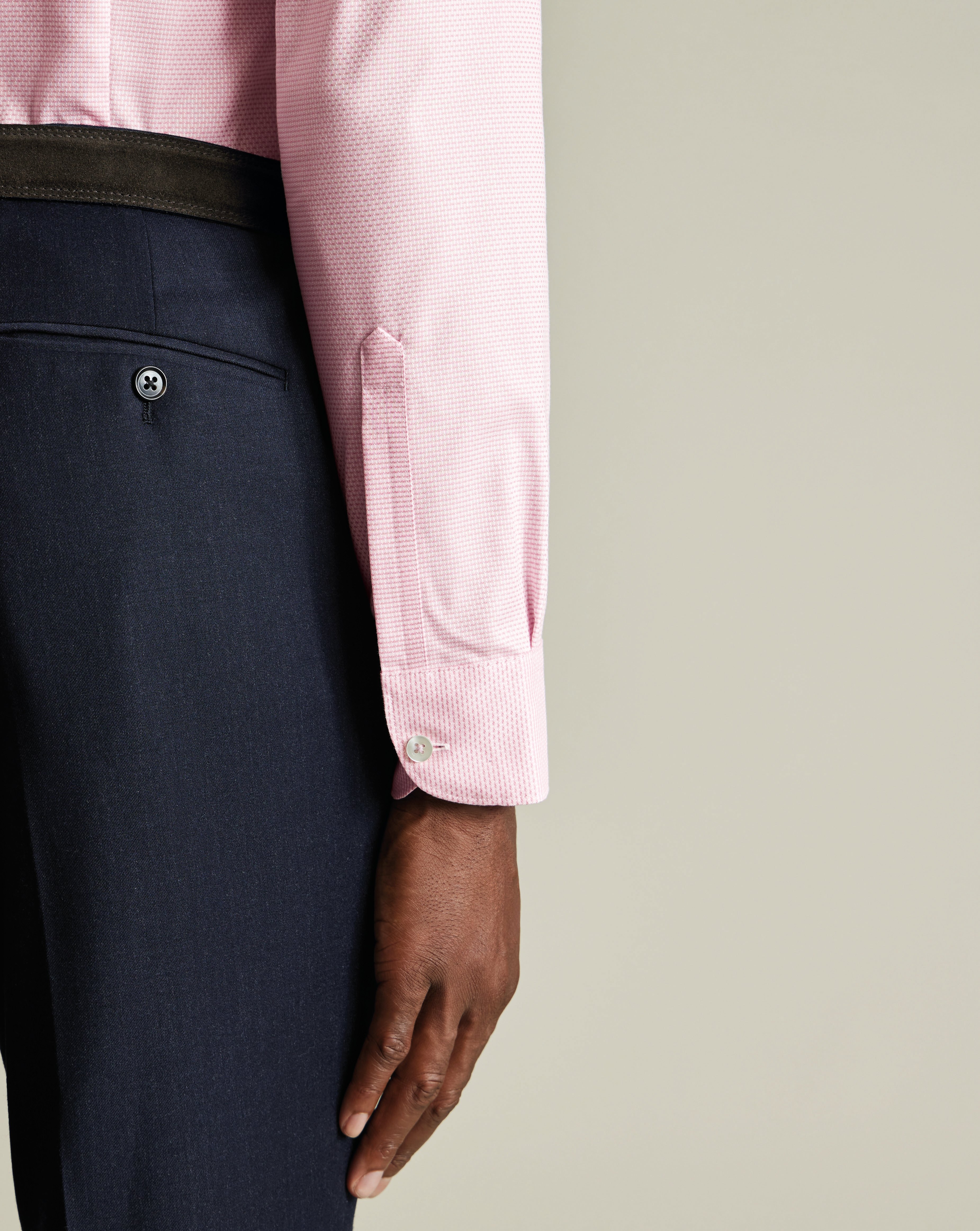 Non-Iron Stretch Texture Line Shirt - Pink