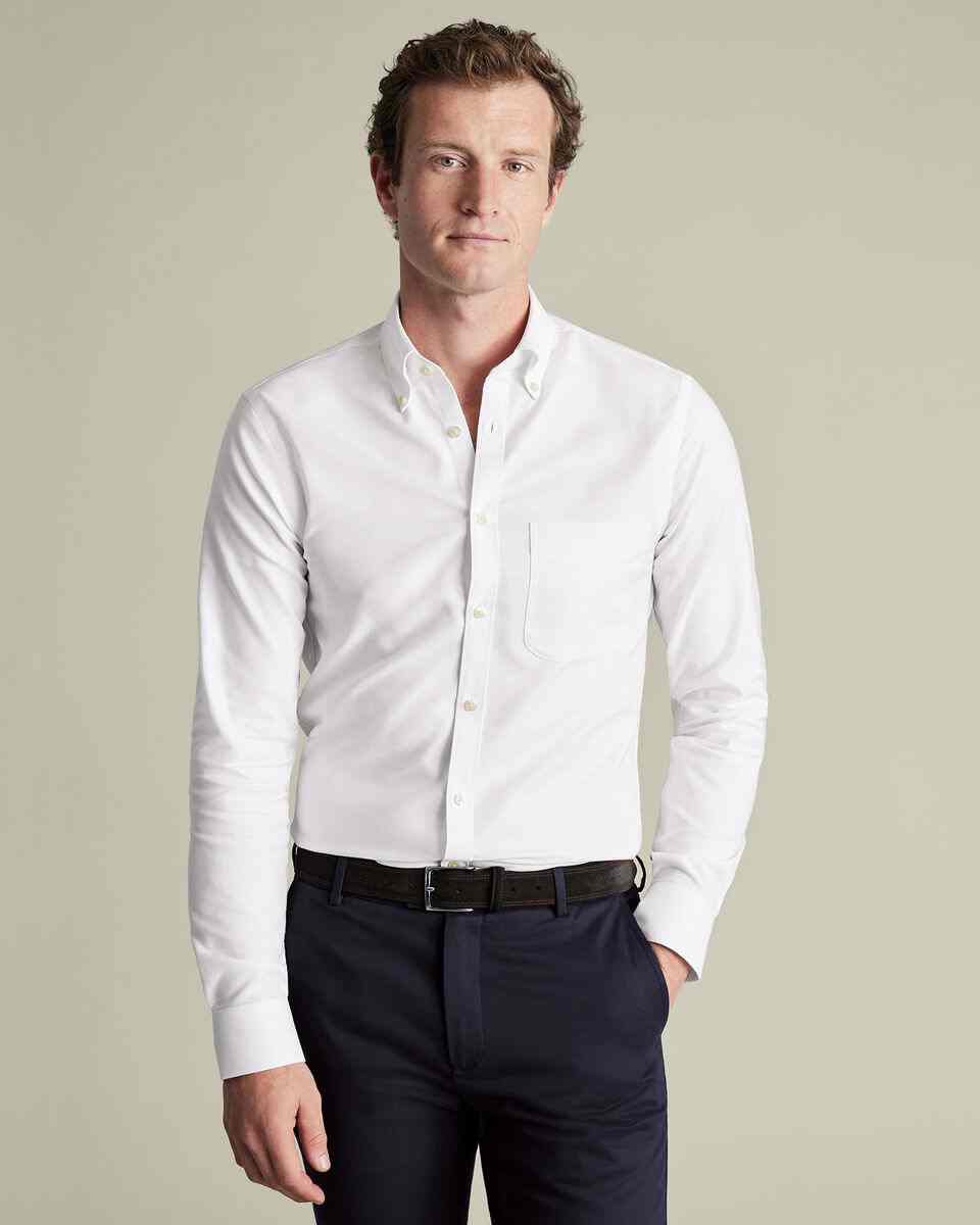 Non-Iron Stretch Oxford Shirt - White