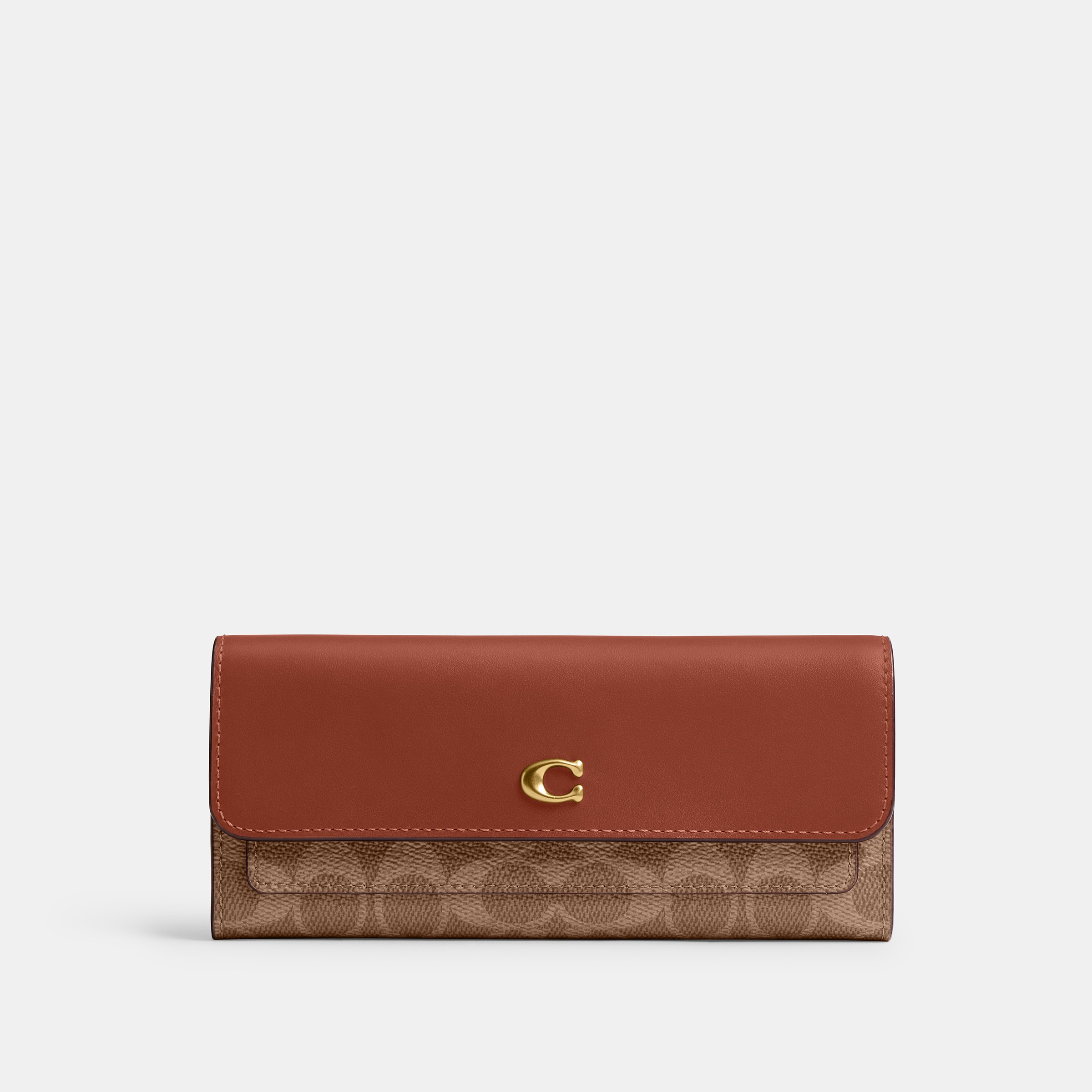 Coated Canvas Signature Mila Long Flap Wallet
