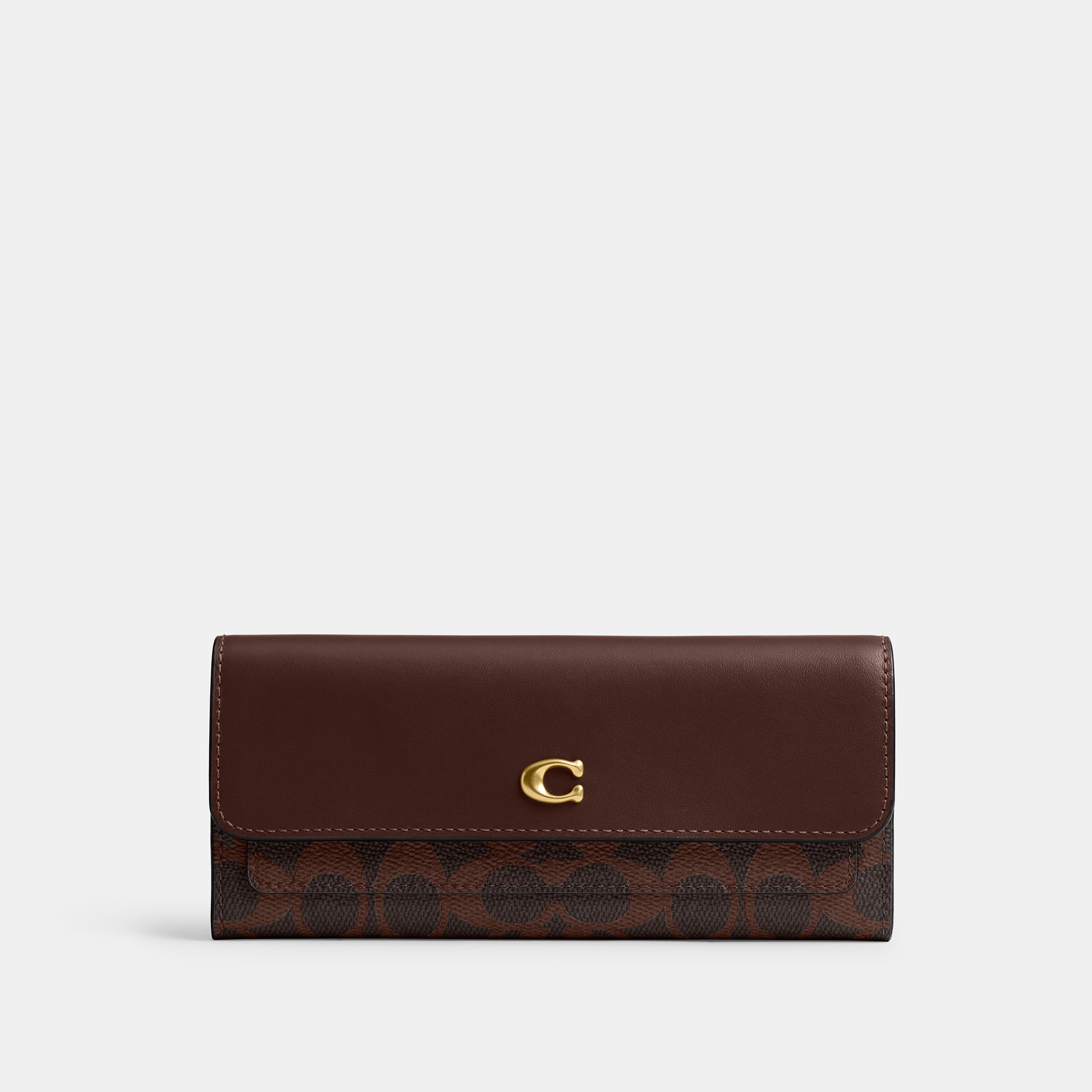 Coated Canvas Signature Mila Long Flap Wallet