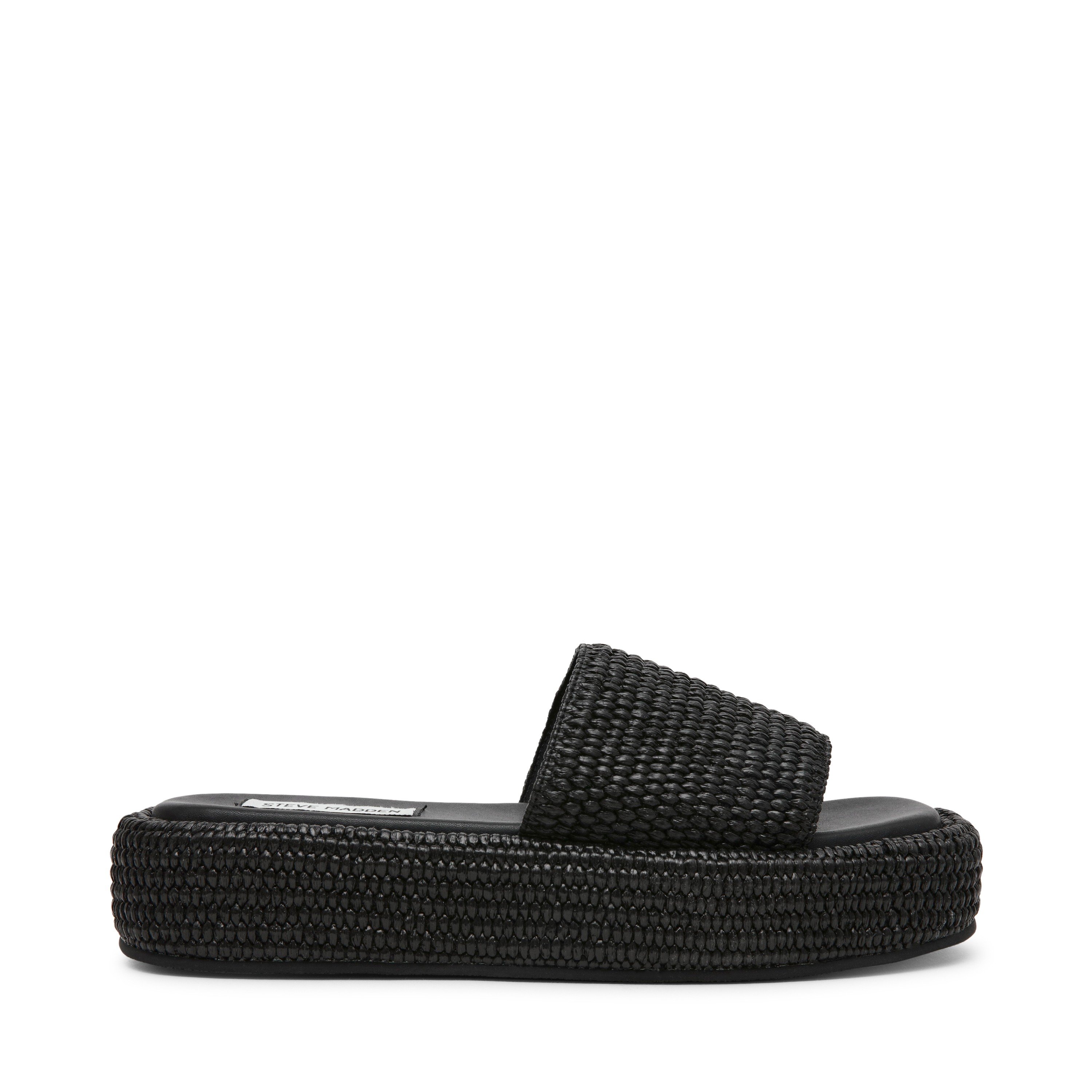 Beachy-In Black Raffia Wedges
