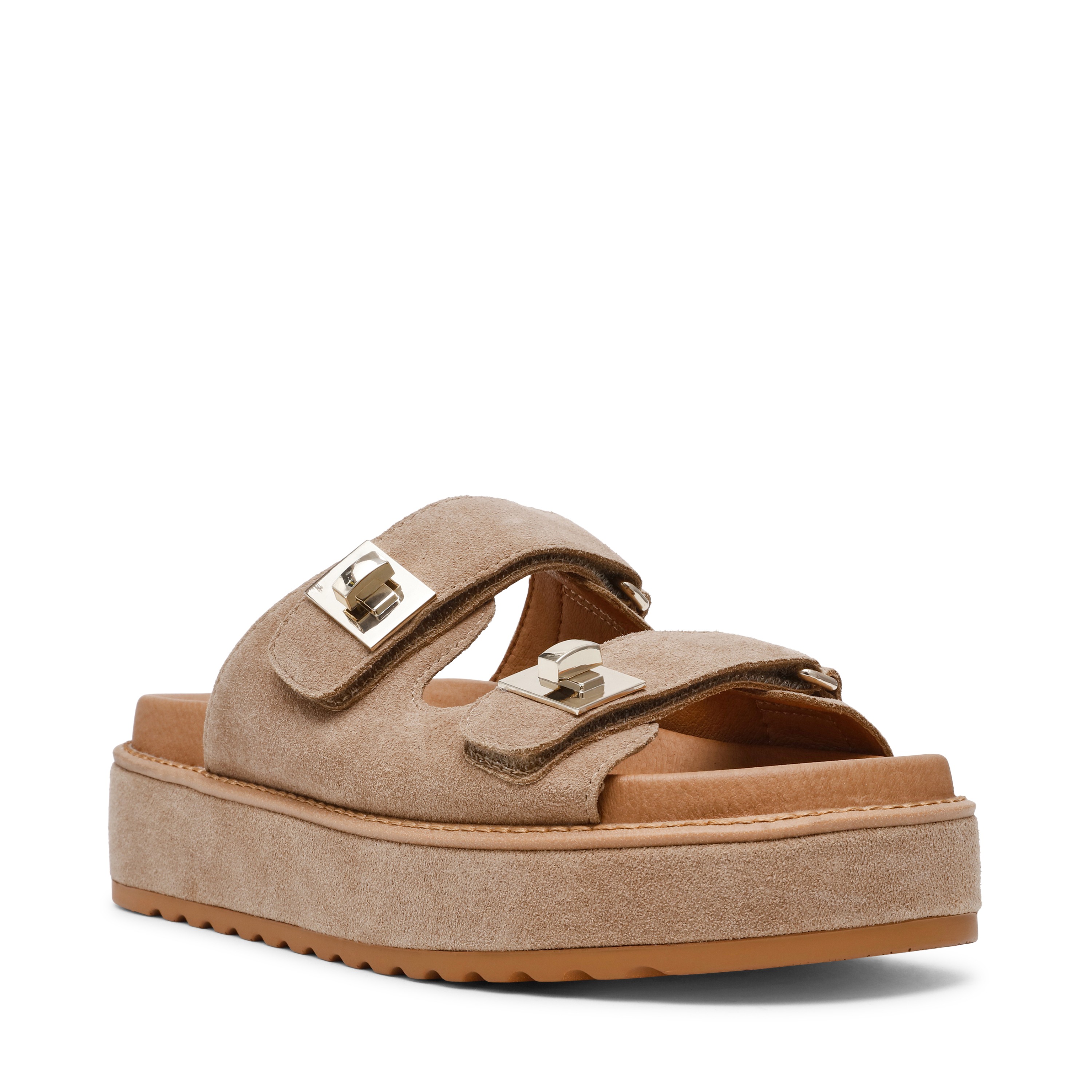 Bigschmona-In Taupe Suede Wedges