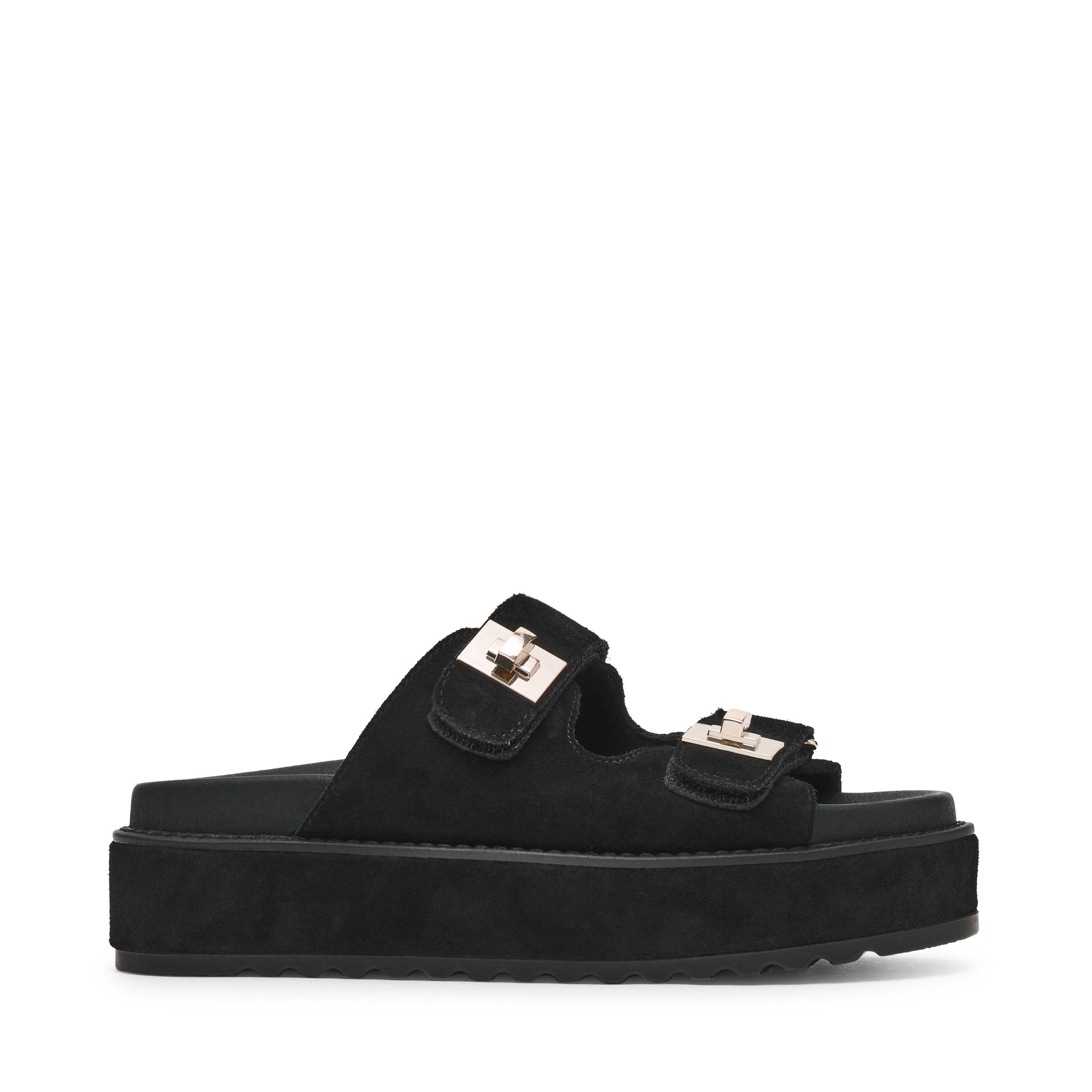 Bigschmona-In Black Suede Wedges