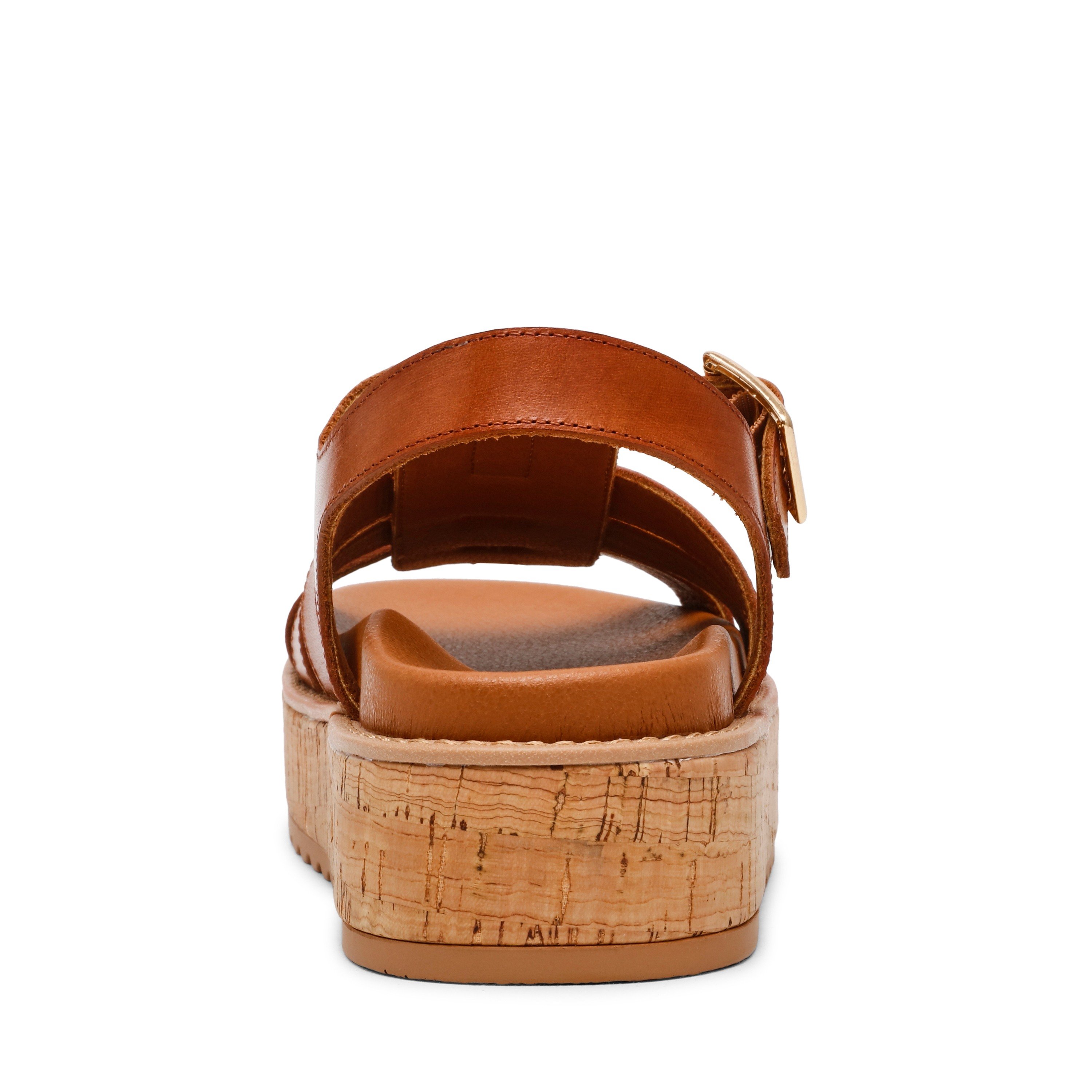 Busybee-In Cognac Leather Wedges