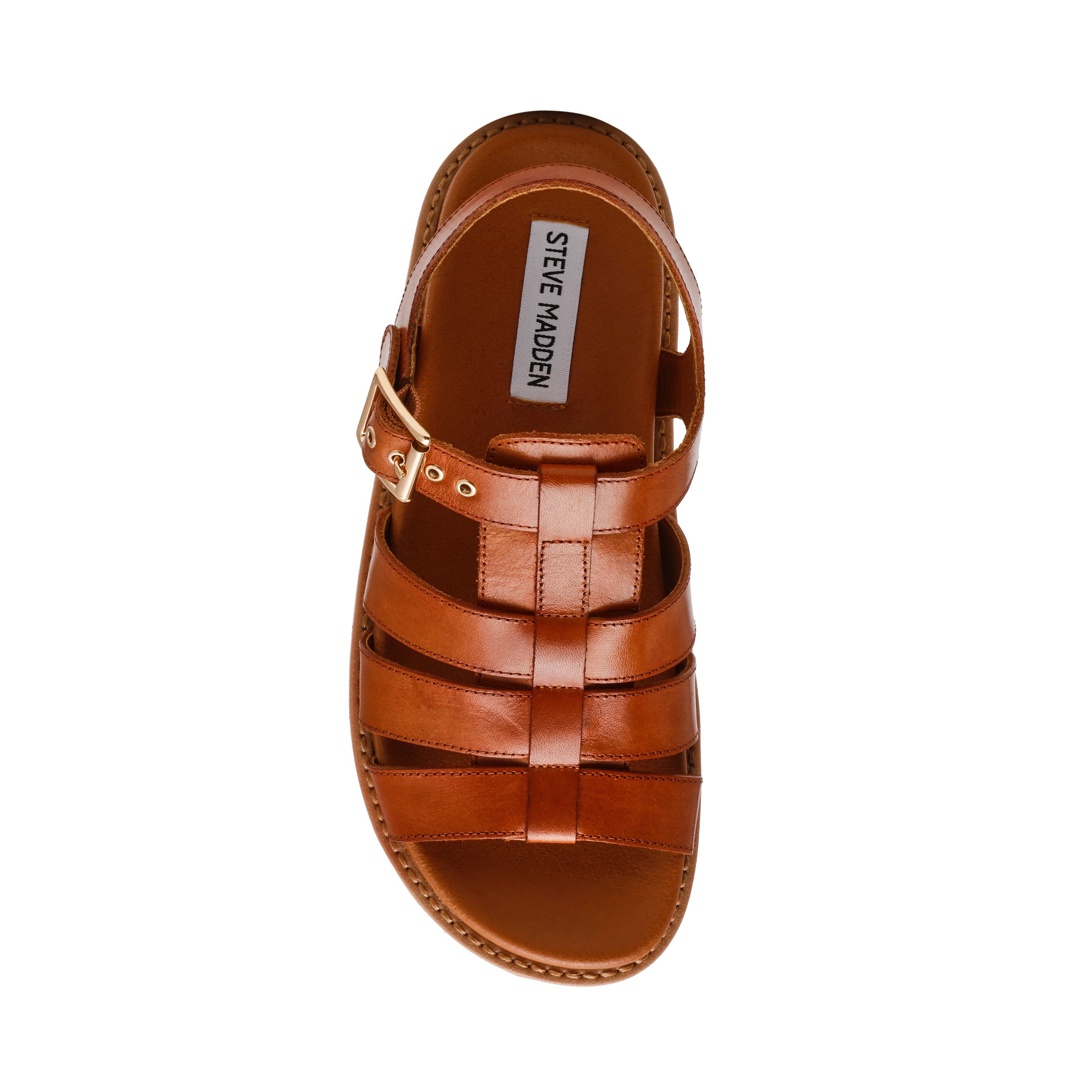 Busybee-In Cognac Leather Wedges
