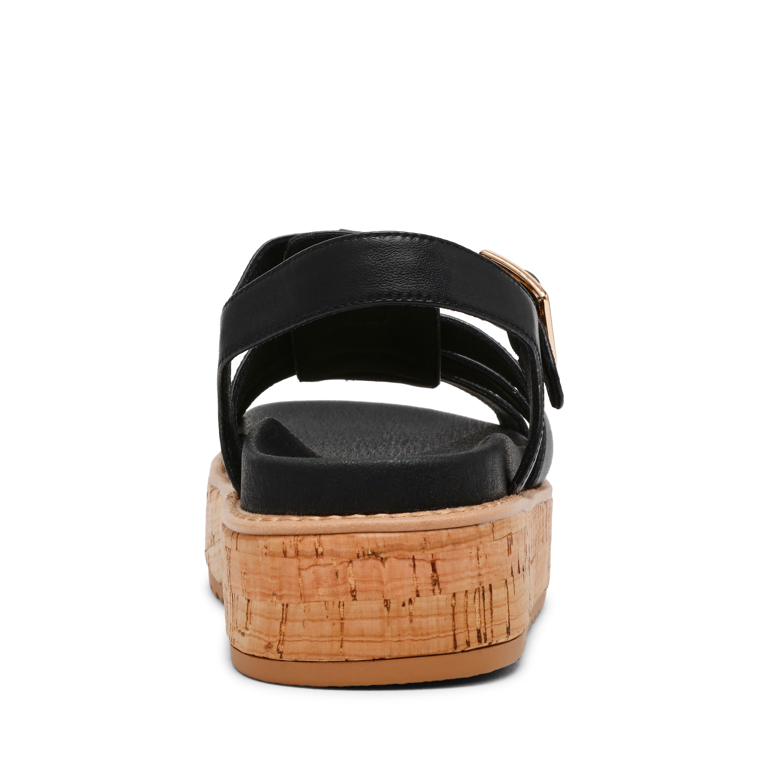 Busybee-In Black Leather Wedges