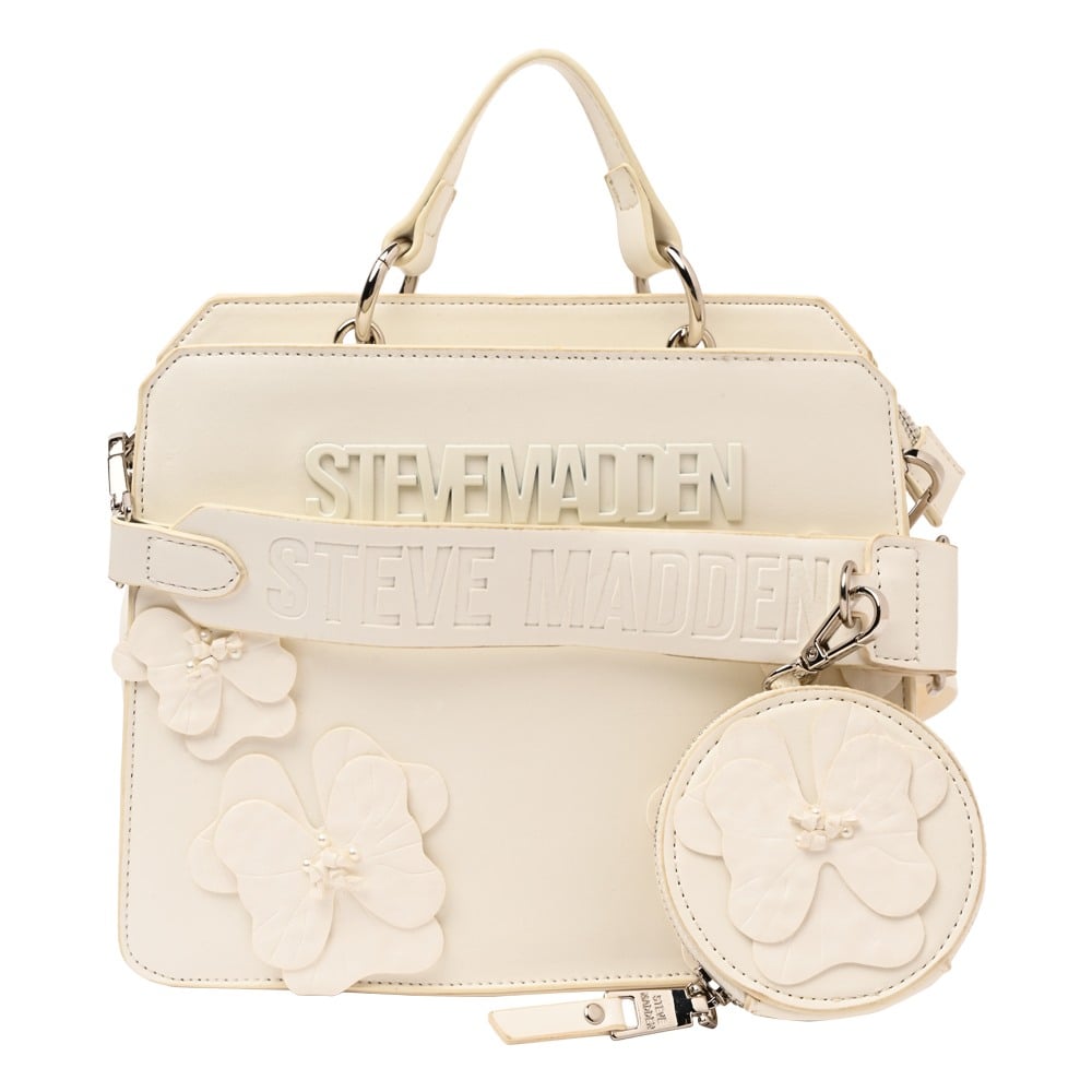 Bevelinn Floral Applique Vanilla Satchel