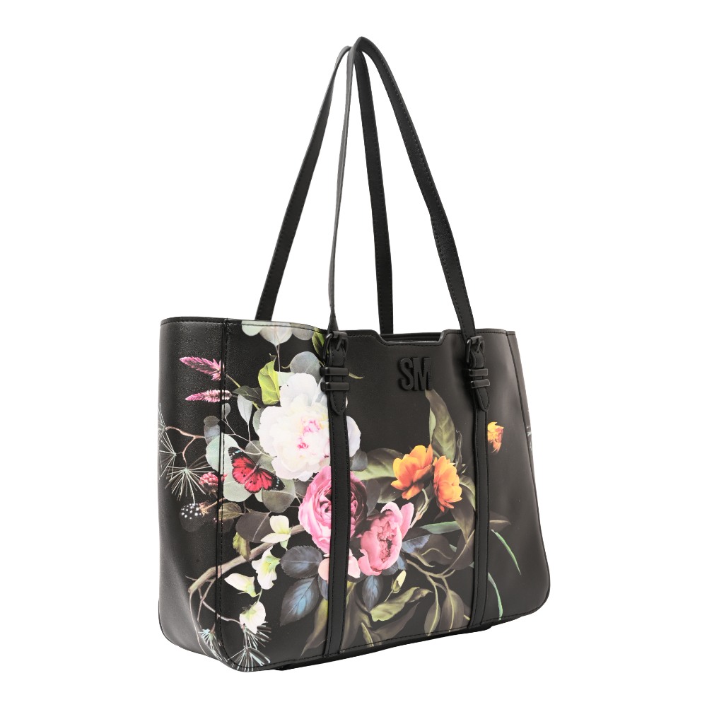 Bdusk-F Floral Black Tote