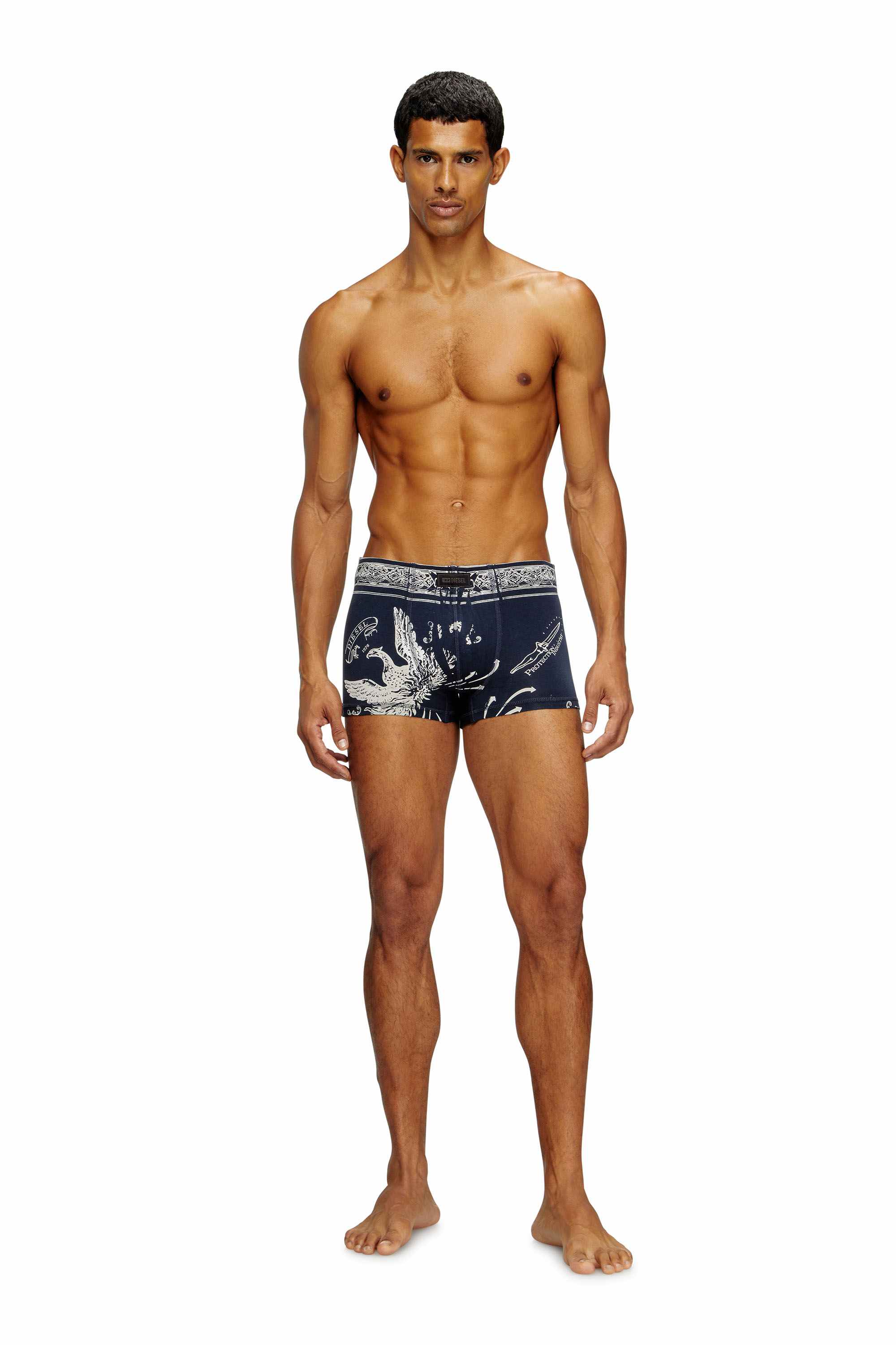 Blue Boxer briefs with Phoenix print