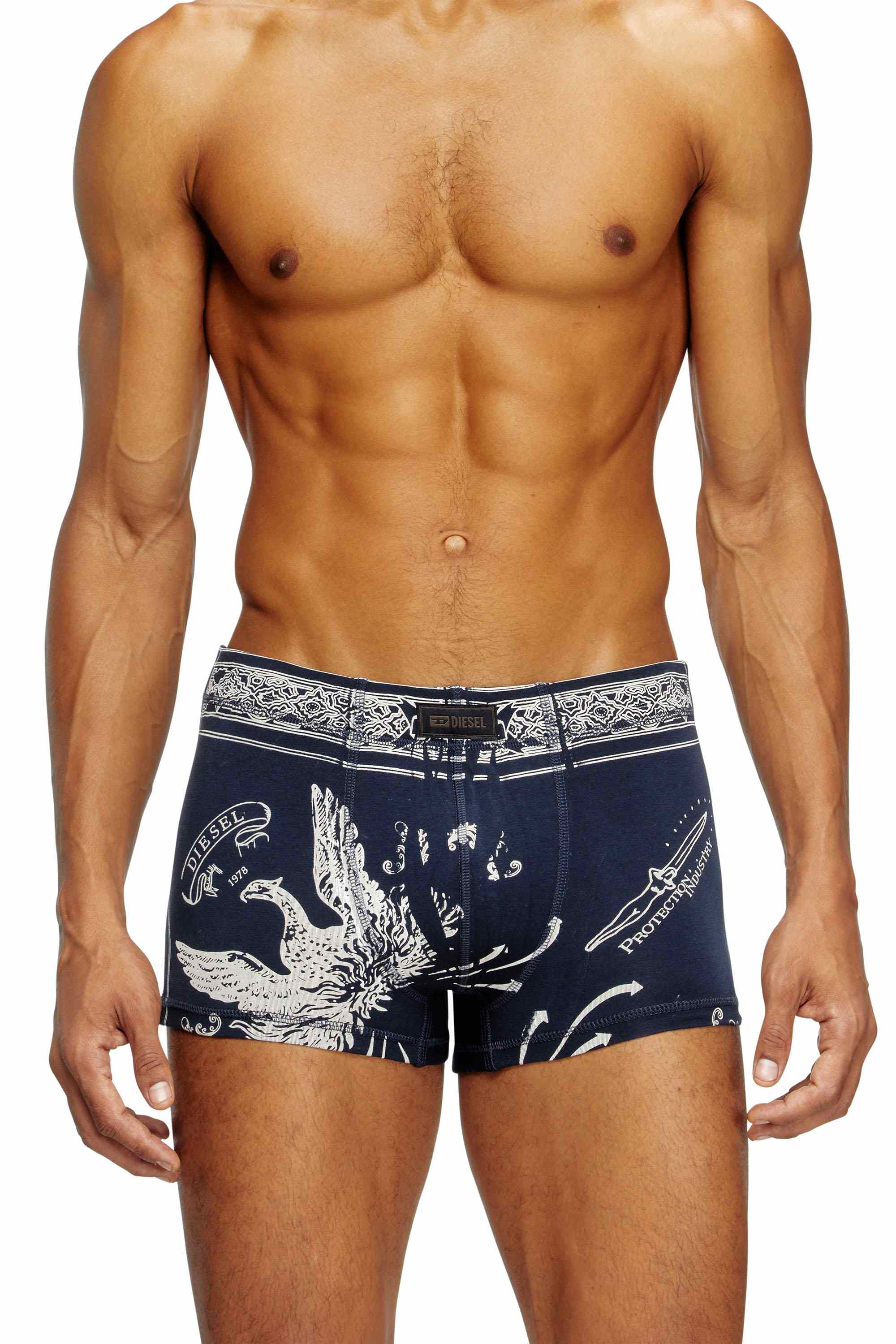 Blue Boxer briefs with Phoenix print