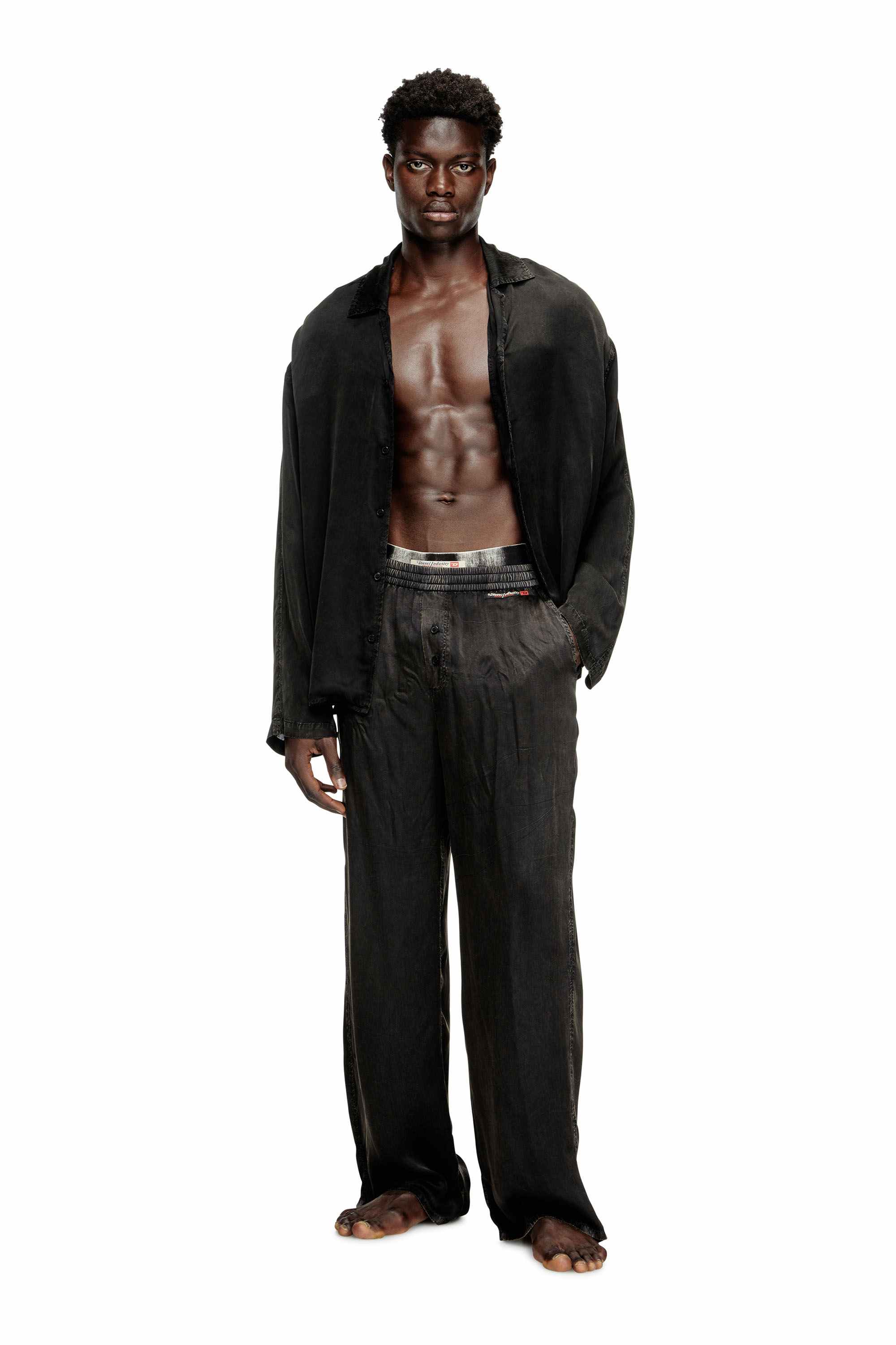 Black Fluid pyjamas with denim effect