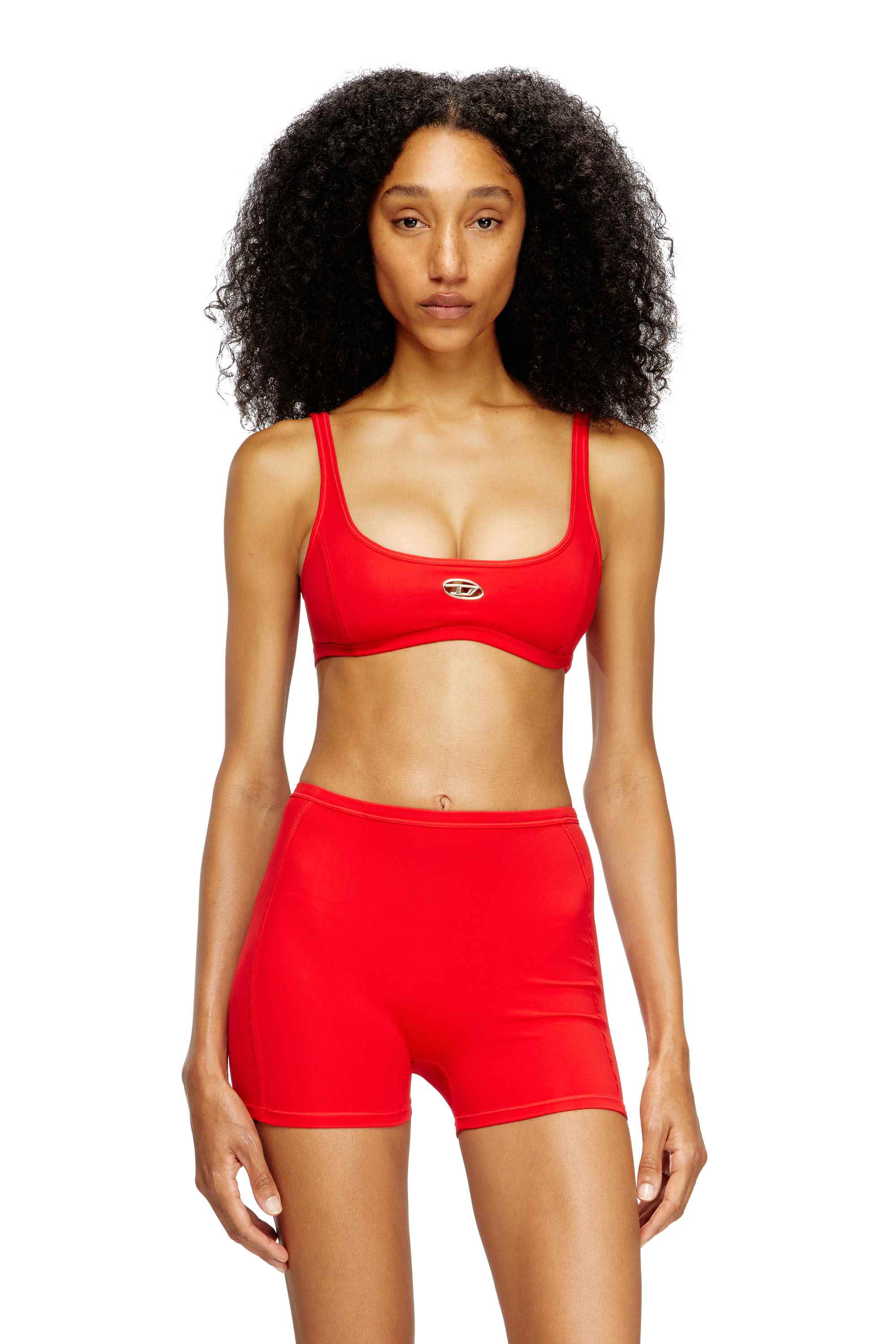 Red Sports bra with cut-out logo